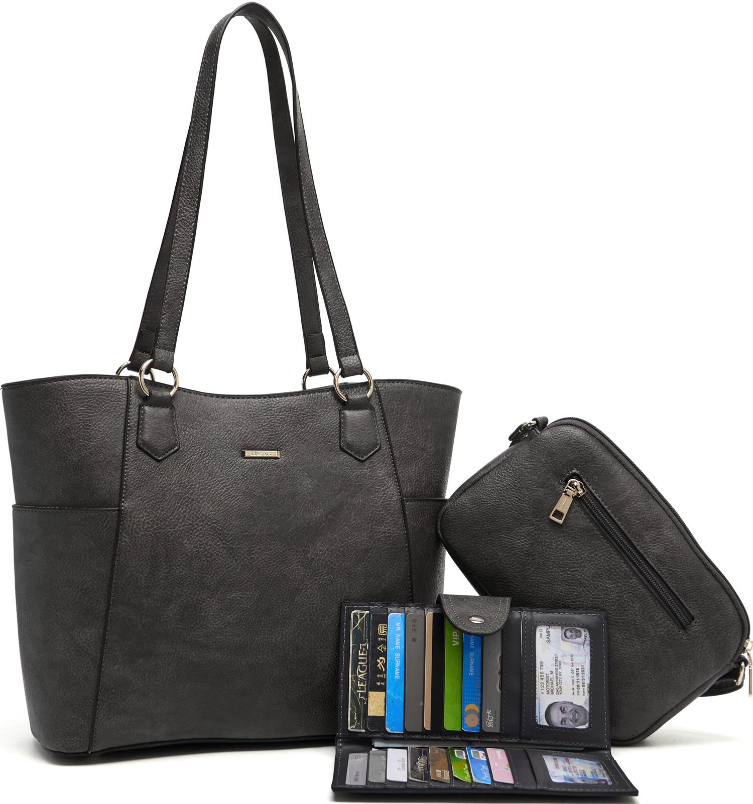 Women's Tote & Crossbody Bag Set - Large Shoulder Purse for Work & Travel