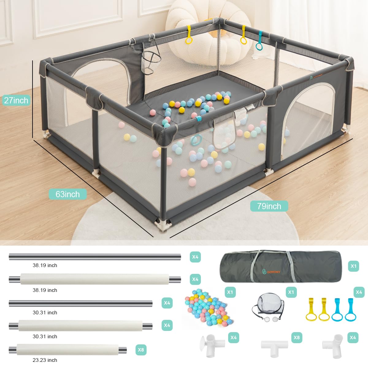 COMOMY Extra Large Baby Playpen - 79
