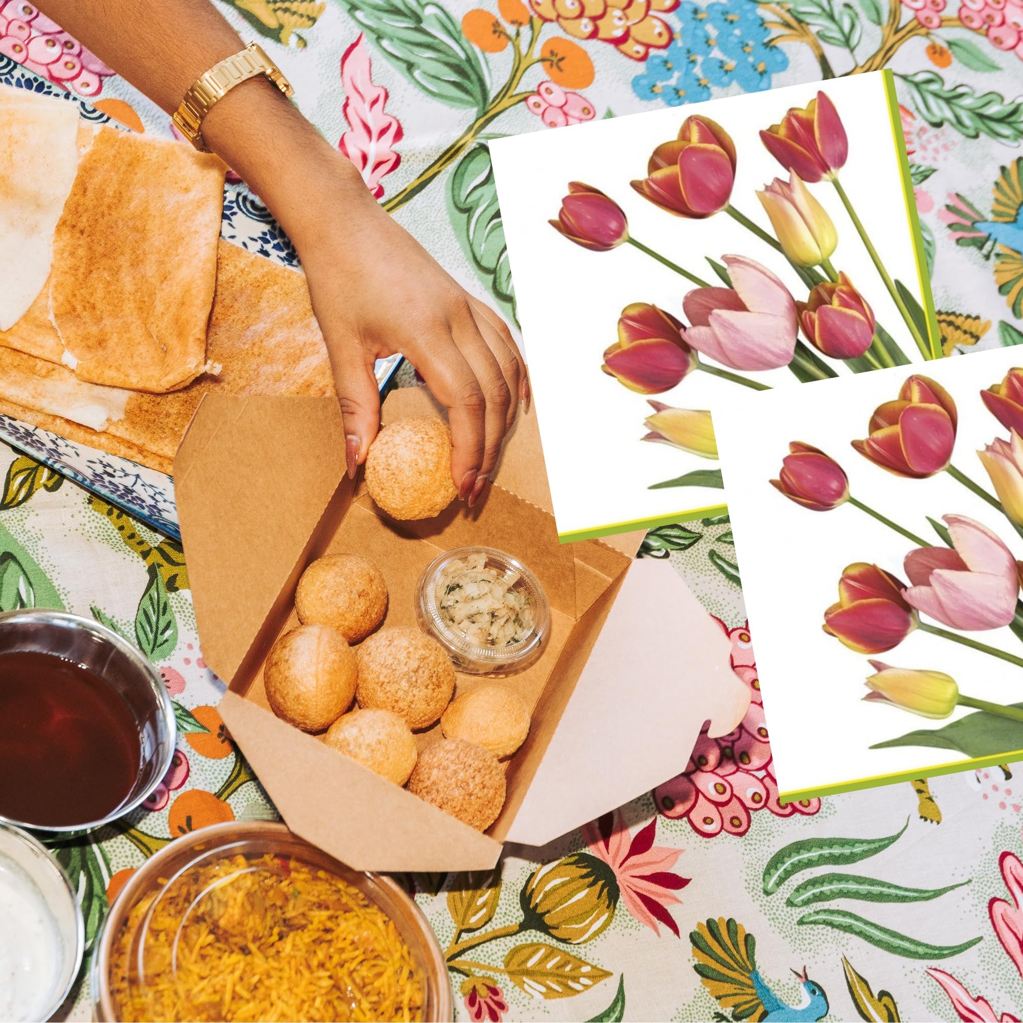 20-Count 13x13 Tulip Paper Luncheon Napkins, 3-Ply Decoupage Serviettes with Floral Print - Perfect for Christmas Decor, Dinner Parties, Wedding Receptions & Table Setting (Tulip Design)