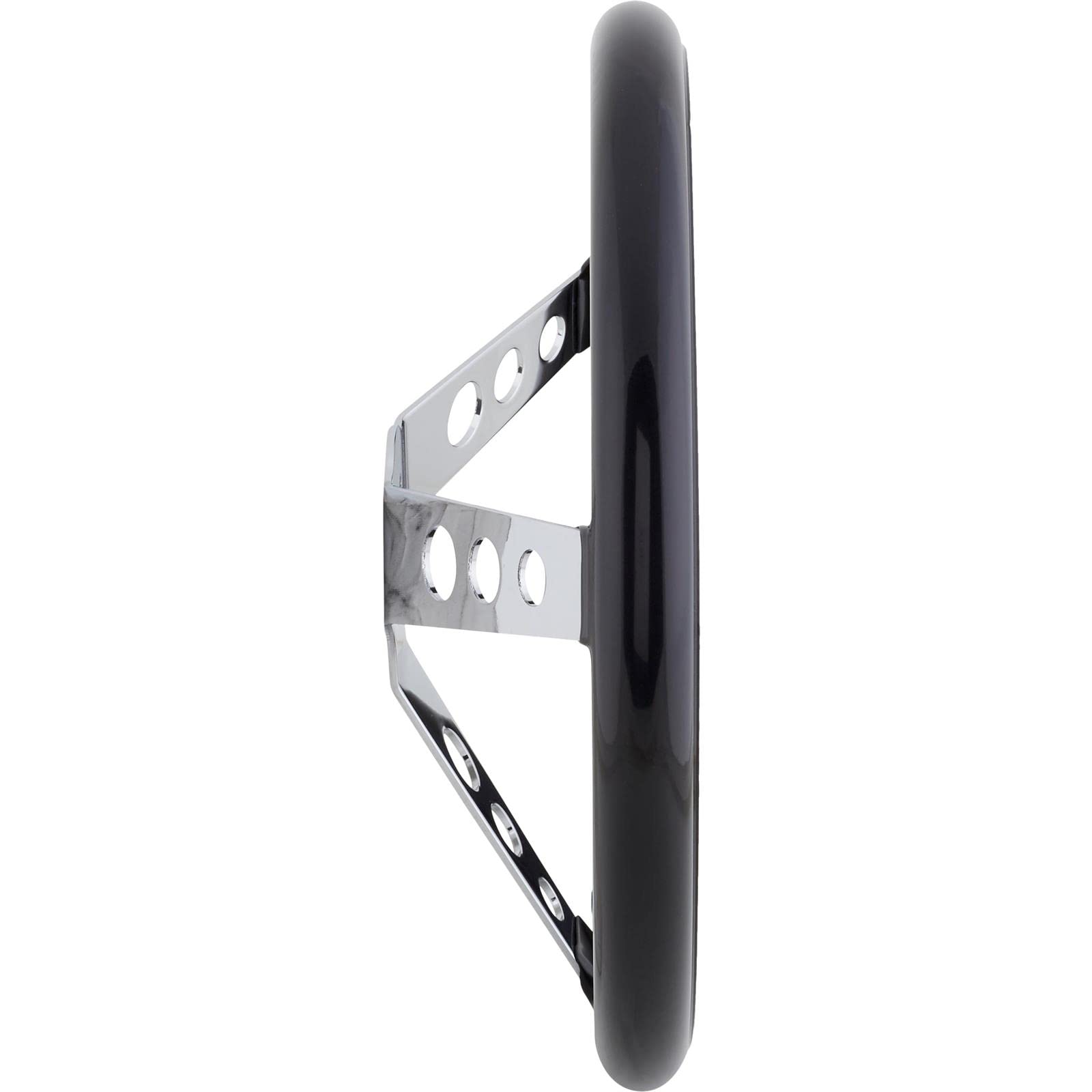 Speedway Classic 13 Inch Black Steering Wheel - Smooth Cushion & Chrome Spokes | 3-Bolt Mount | Steel Construction | Chrome Cap & Rubber Grip | Horn Button Compatible | Perfect for Hot Rods, Classic Cars & Racing Vehicles