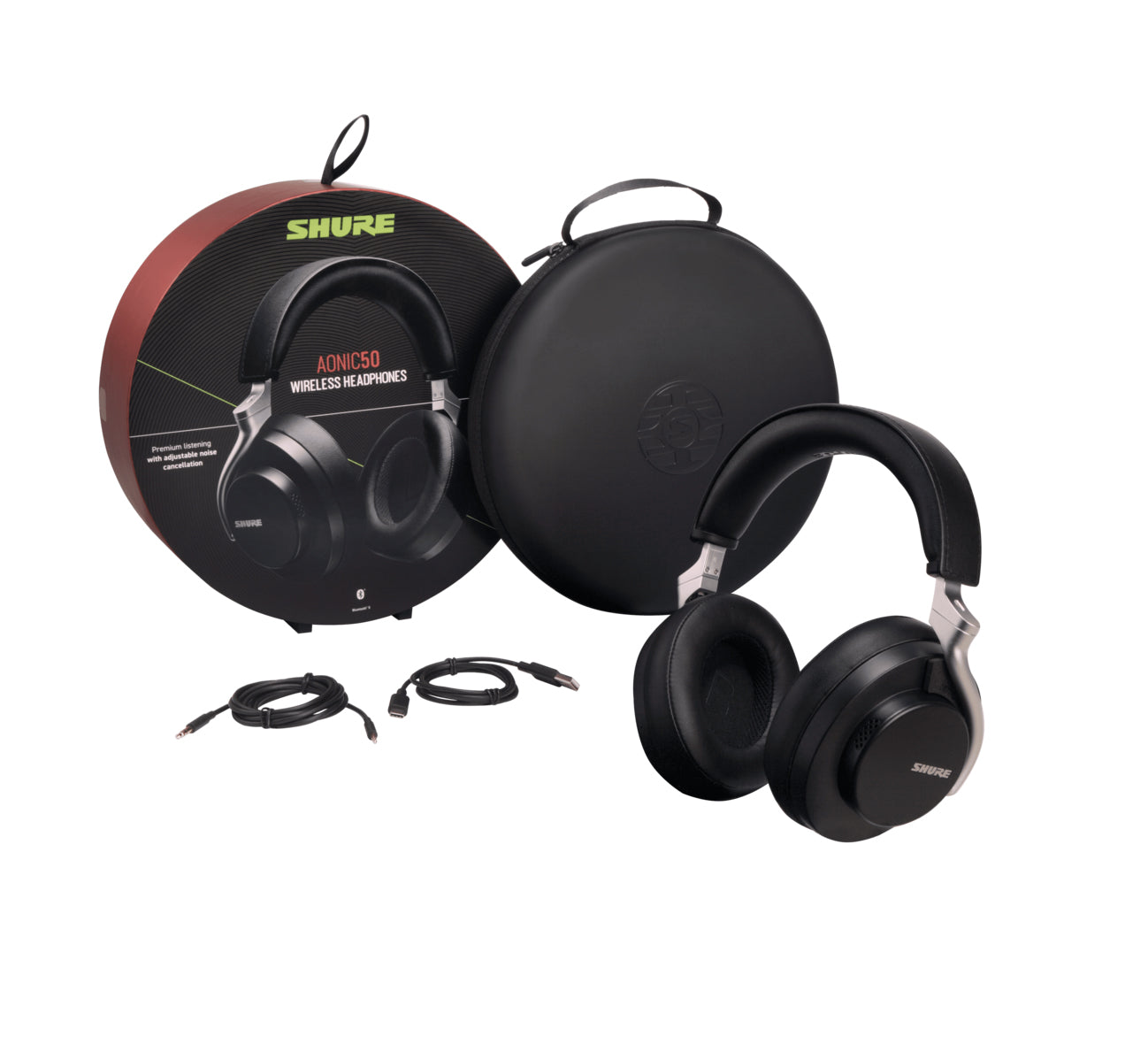 Shure AONIC 50 Gen 1 Wireless Noise Cancelling Headphones - Premium Bluetooth Over-Ear Headset with Active Noise Cancellation (Open Box) - Perfect for Travel, Work & Music Lovers