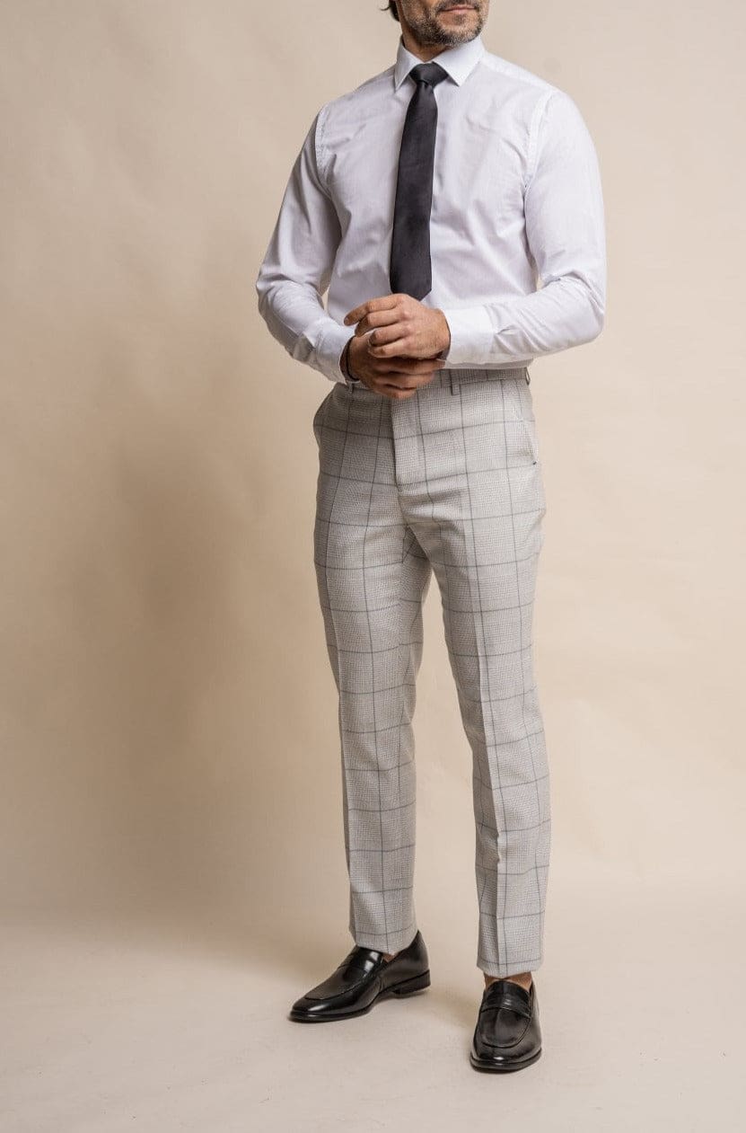 Cavani Radika Light Grey Check Tweed Pants for Women - Classic Office Trousers, Business Casual Work Pants, Comfortable and Stylish for Professional Wear