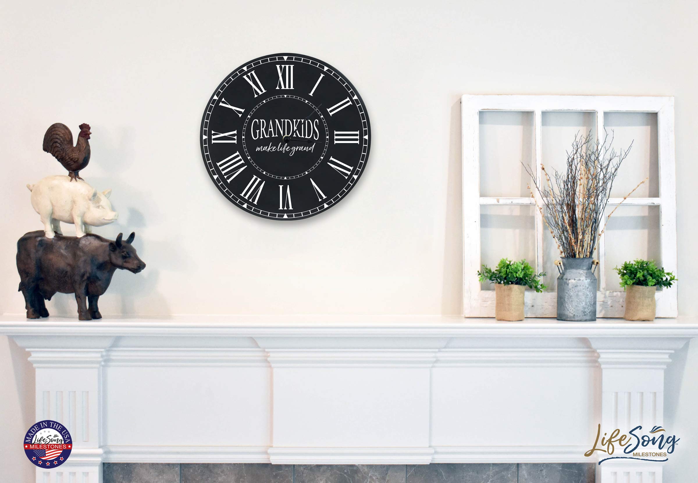 LifeSong Milestones 12-Inch Wooden Wall Clock - Elegant Anniversary Gift for Couples, Parents & Grandparents - Perfect for Living Room, Dining Room, Bedroom Decor - Black Finish - Ideal for Home, Office & Gift Giving