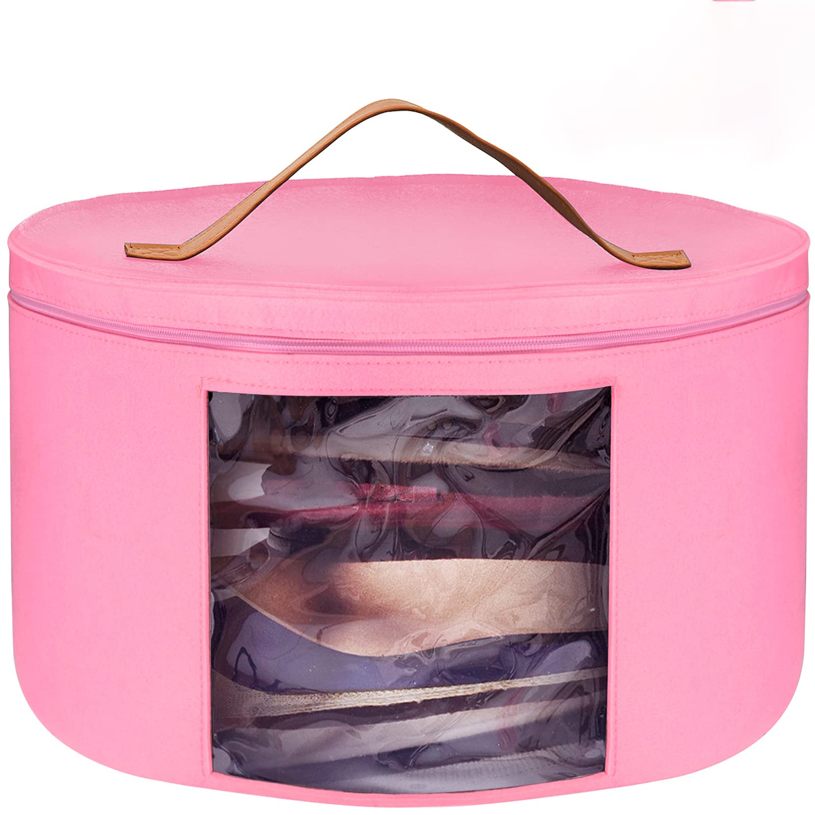 17-Inch Large Round Hat Storage Box with Dustproof Lid - Travel Hat Organizer for Women & Men | Perfect for Storing Hats, Stuffed Animals, Clothes & Sheets | Ideal for Travel, Home & Closet Organization