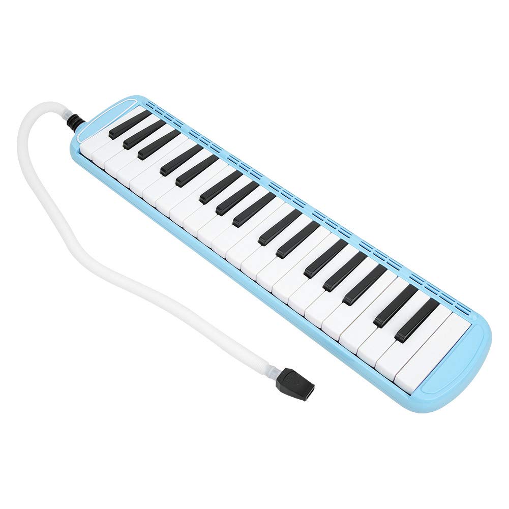 37-Key Piano Melodica with Long Tube, Key Stickers & Double Mouthpieces - Portable Musical Instrument with Carrying Bag for Kids, Beginners & Adults - Perfect for Home Practice, School Performances & Gift Giving (Blue)