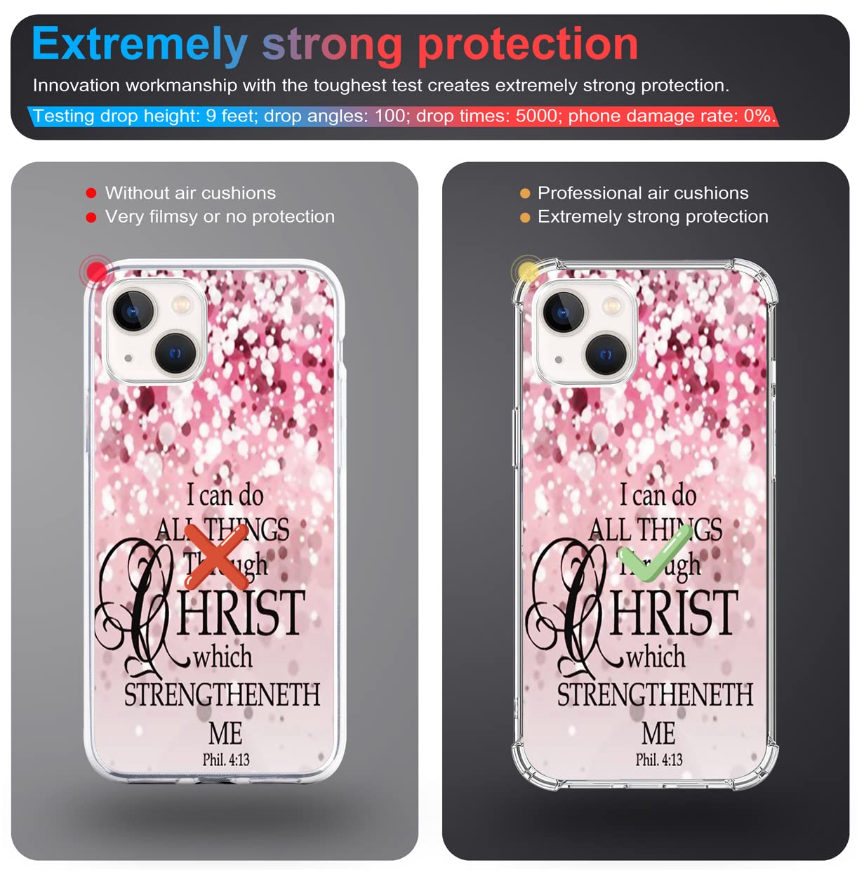 Christian Bible Verse Case for iPhone 13 Mini - Heavy Duty Protection for Daily Faith Inspiration