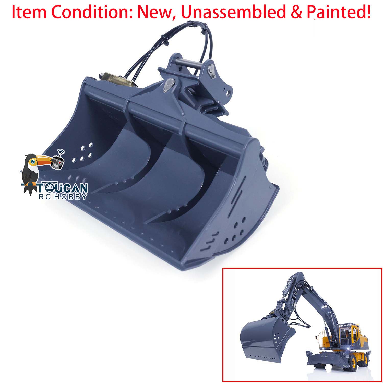 1/14 LESU PC360 Metal Excavator Truck Tracks Kit with Sprocket, ESC Motor & Metal Cabin - Heavy Duty Grab Grapple Bucket for RC Construction Vehicles - Perfect for RC Model Building, Construction Simulation & Collectors