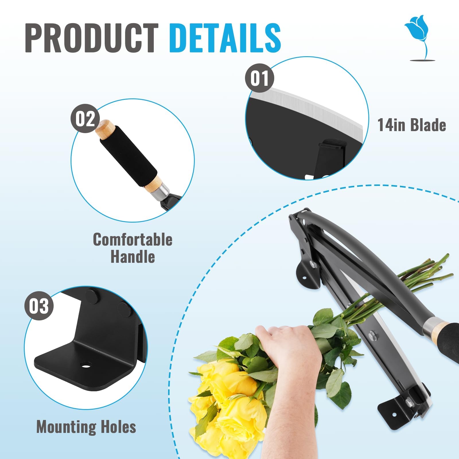 Professional Floral Stem Cutter with Safety Latch - Sharp Flower Stem Trimmer for Fresh Cut Flowers, Florists, Gardeners & DIY Bouquets - Perfect for Flower Arranging, Wedding Decor & Gardening Tools