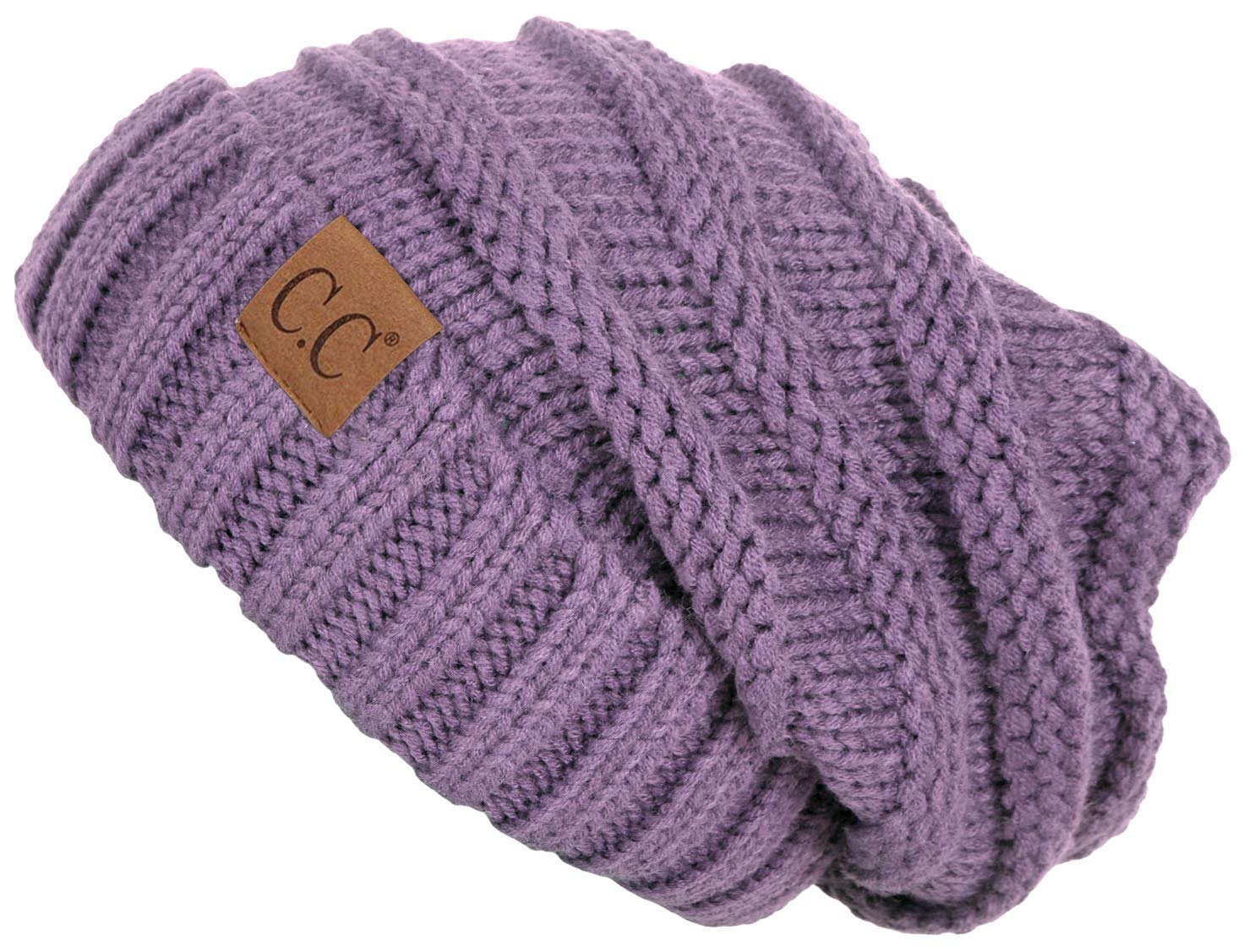 Funky Junque Matching 3-Piece Winter Set - Oversized Beanie, Texting Gloves & Scarf in Violet | Cozy Outfit for Women, Cold Weather Accessories, Gift Idea for Her | Perfect for Snow Days, Outdoor Activities & Fashion Statement