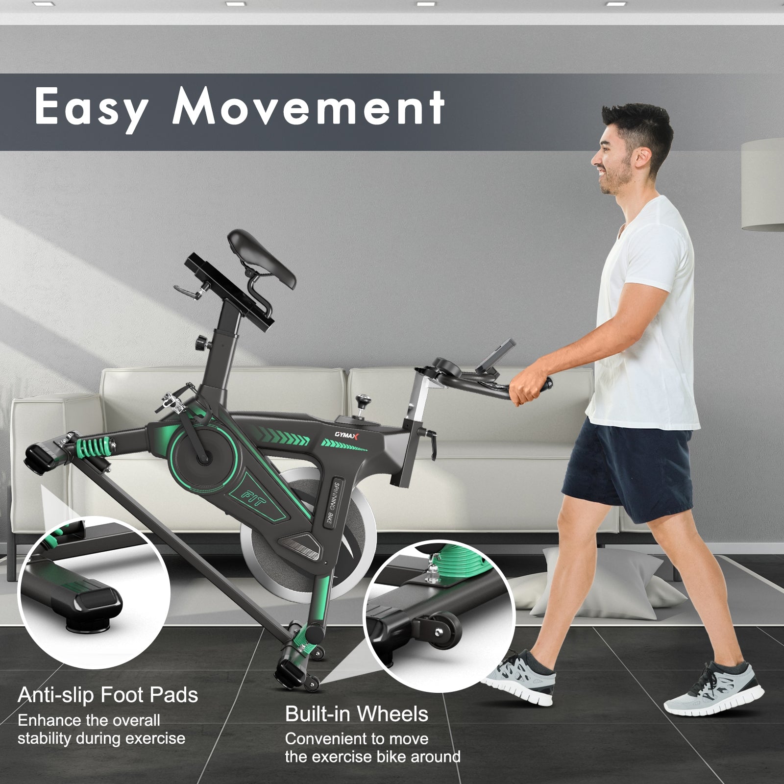 Costway Stationary Exercise Bike with 33lbs Flywheel - Indoor Cycling Bike for Home Gym, Cardio Workout & Weight Loss - Perfect for Home Fitness, Apartment Workouts & Small Spaces