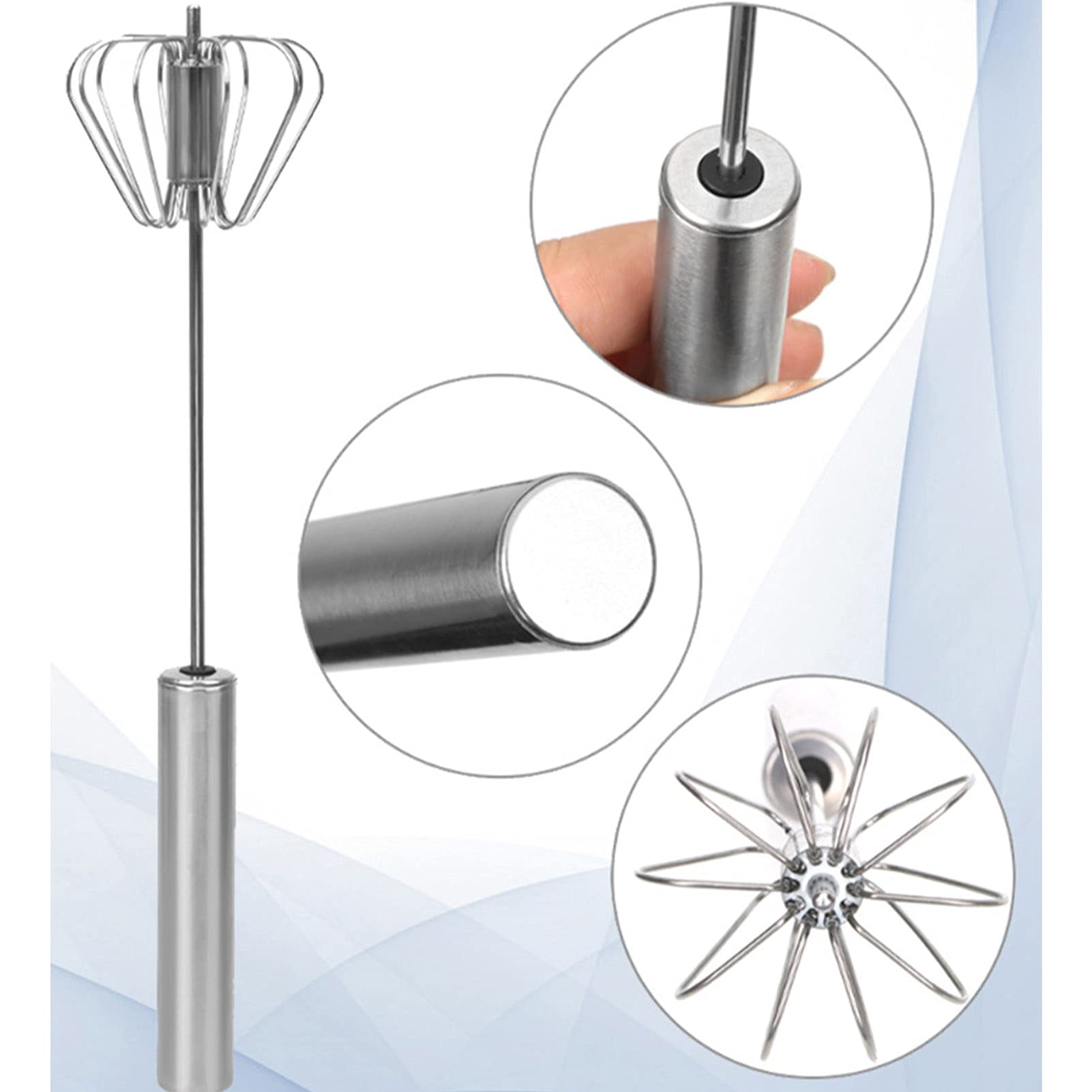 Premium Stainless Steel Egg Beater - 14 Inch Manual Egg Whisk Mixer for Baking, Cooking & Kitchen Essentials | Perfect for Home, Garden & Professional Use