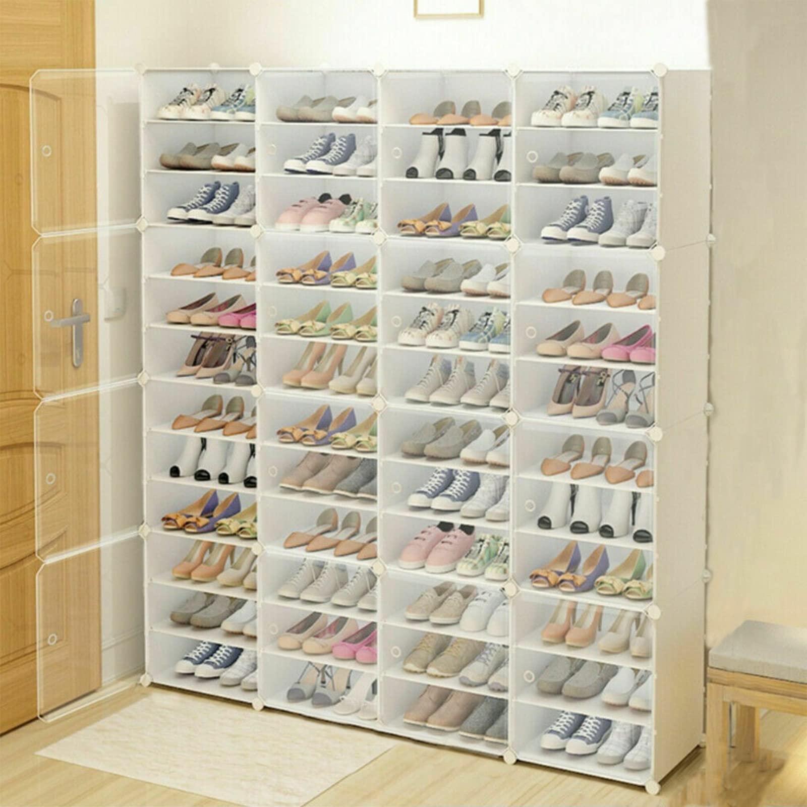 WOQLIBE 48 Pair Shoe Rack - 4 Tier Portable Shoe Storage Tower for Entryway, Narrow Cabinet Organizer for Heels, Boots & Slippers | Space-Saving Closet & Bedroom Organization Solution