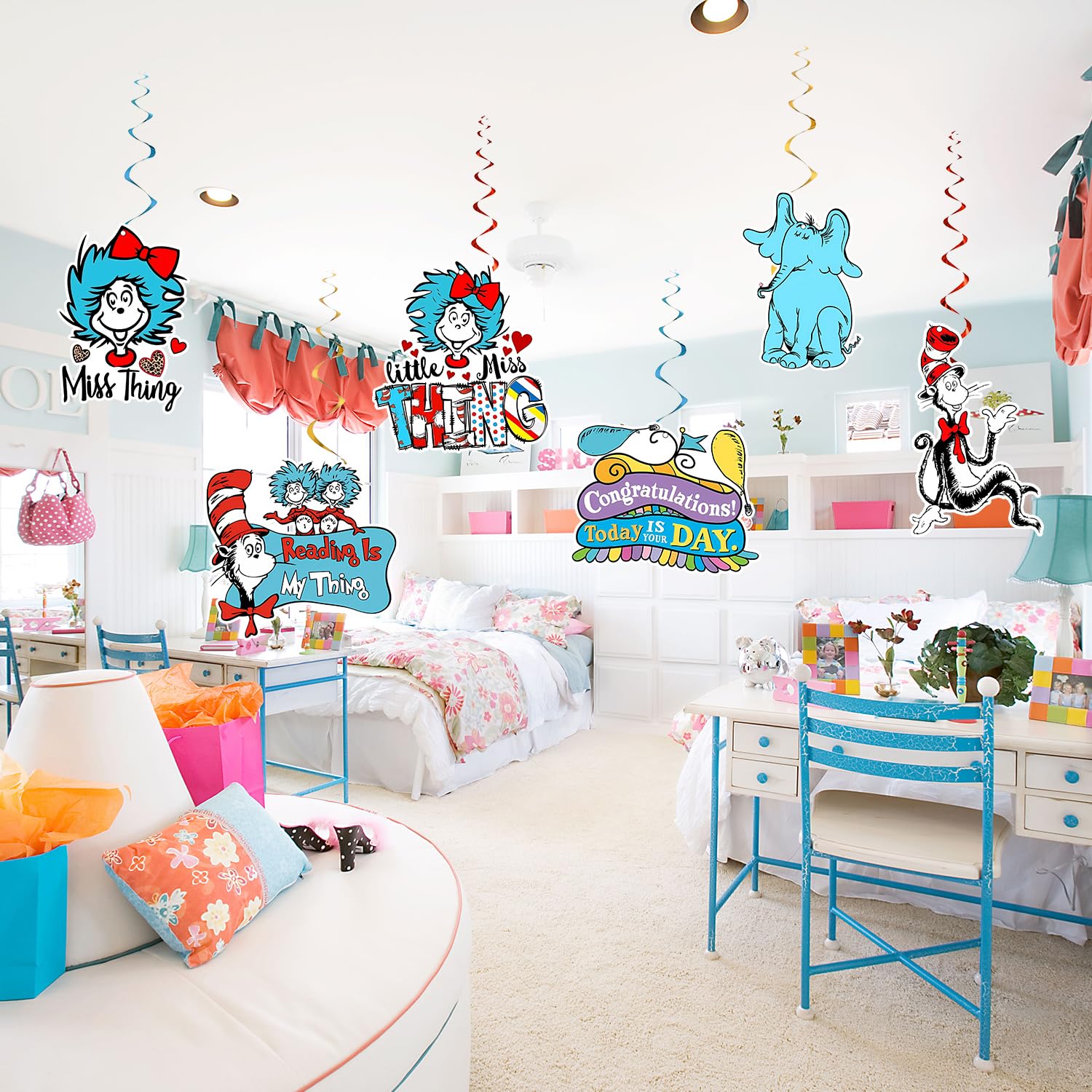 36Pcs Cat Theme Birthday Party Decorations - Hanging Foil Swirls & Whirls for Ceiling Decor | Perfect for Kindergarten Graduation, Classroom Decorations & Kids' Party Supplies | Great for Birthday Celebrations, School Events & Baby Showers