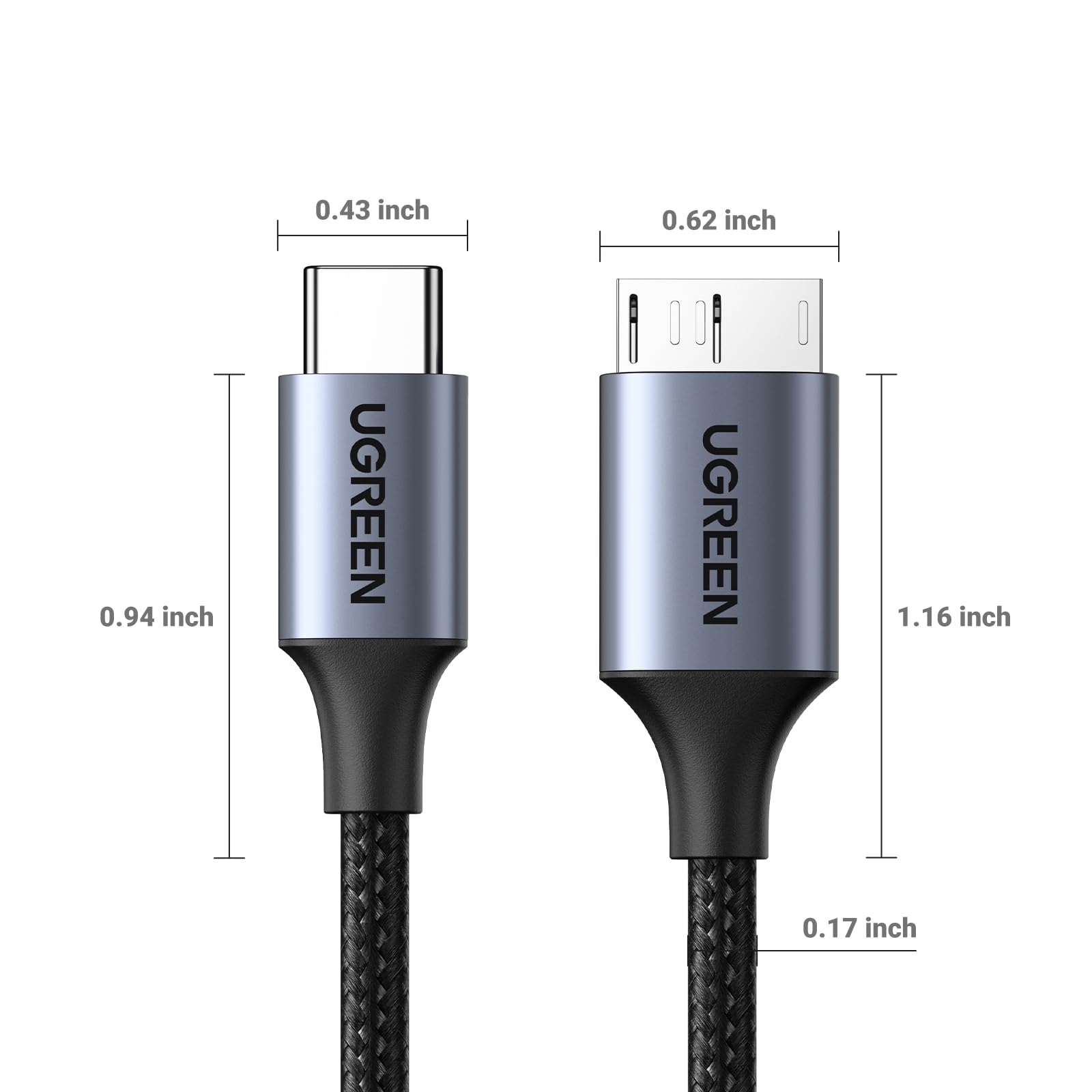 UGREEN 10Gbps USB C to Micro B Cable 10FT - High-Speed Data Transfer for External Hard Drives - Compatible with MacBook Pro/Air, iPad, Samsung Galaxy S24, WD, Seagate - Perfect for Backup, Storage & Media Transfer