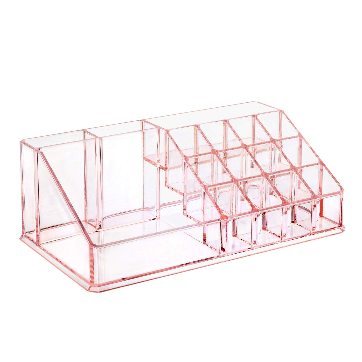 Ikee Design Pink Jewelry & Cosmetic Storage Display Boxes 2-Piece Set - Vanity Organizer Makeup Holder for Necklaces, Rings & Beauty Products | Perfect for Bedroom Dresser, Bathroom Counter & Travel