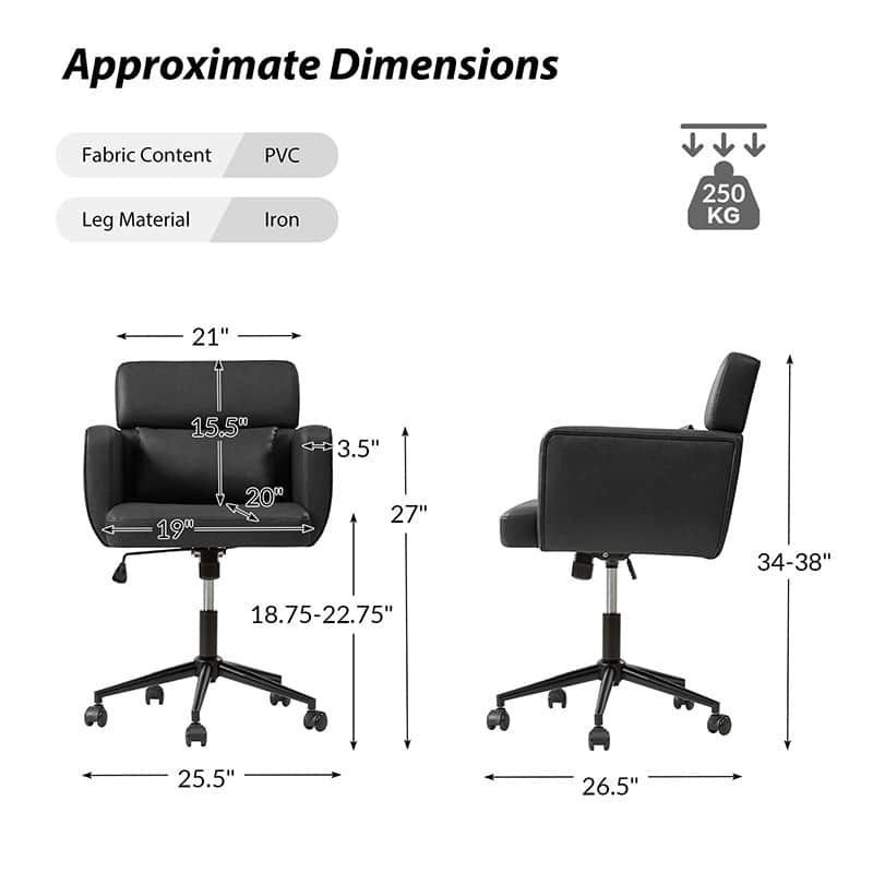 Sabina Ergonomic Office Chair with Adjustable Lumbar Support - Comfortable Computer Desk Chair for Home & Workspace - Perfect for Long Hours Sitting, Gaming & Remote Work