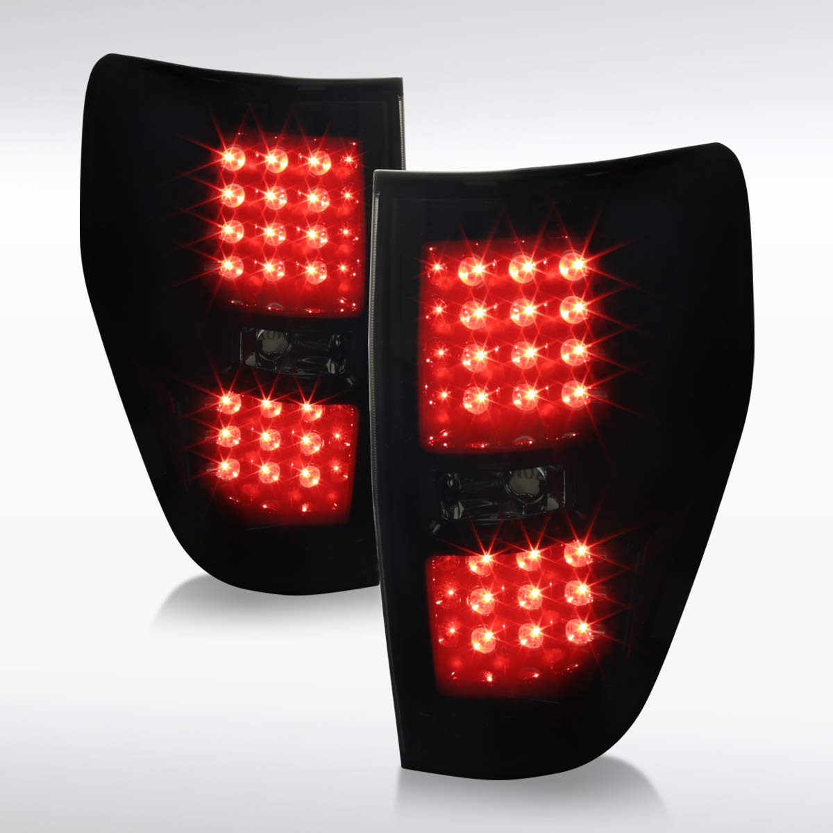 AUTOZENSATION LED Tail Lights for 2009-2014 Ford F-150 - Glossy Black Smoke Lens Brake Lamps (Left + Right Pair) | Durable Replacement Assembly for Enhanced Night Visibility & Style Upgrade