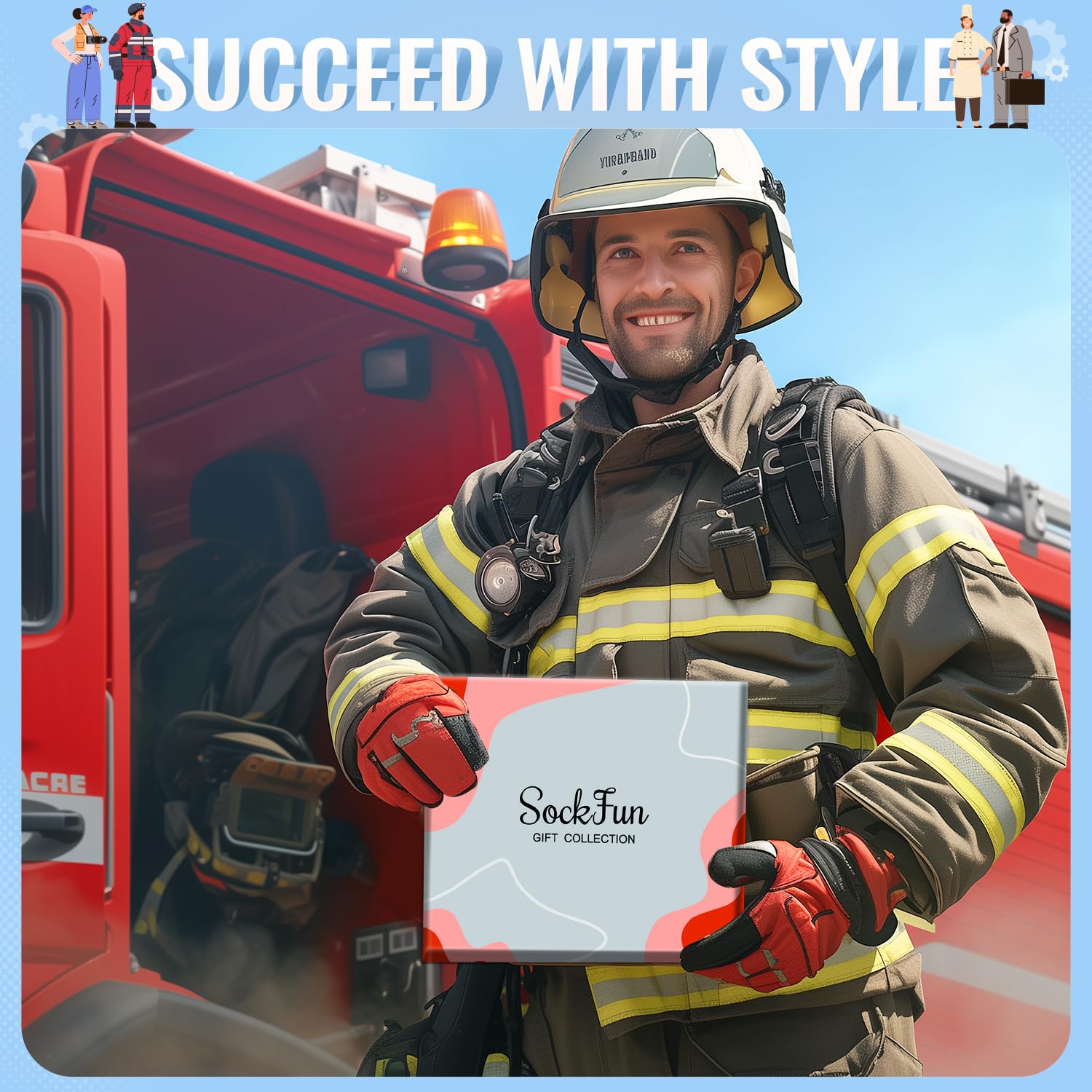 Chef & Firefighter Graduation Socks - Funny Cooking Baking Gifts for Bakers & Firemen - Perfect for Graduation Parties, BBQ Events & Kitchen Work