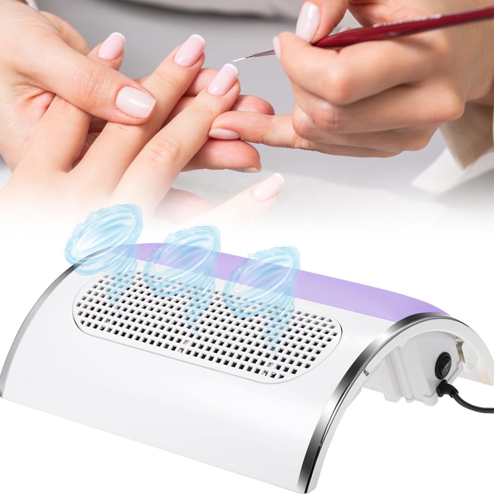 Professional 80W Electric Nail Dust Collector for Acrylic Nails - Adjustable Vacuum Machine with 2 Powerful Nail Fans & 2 Dust Bags - Perfect for Nail Salons, Home Manicures & Professional Nail Art Studios