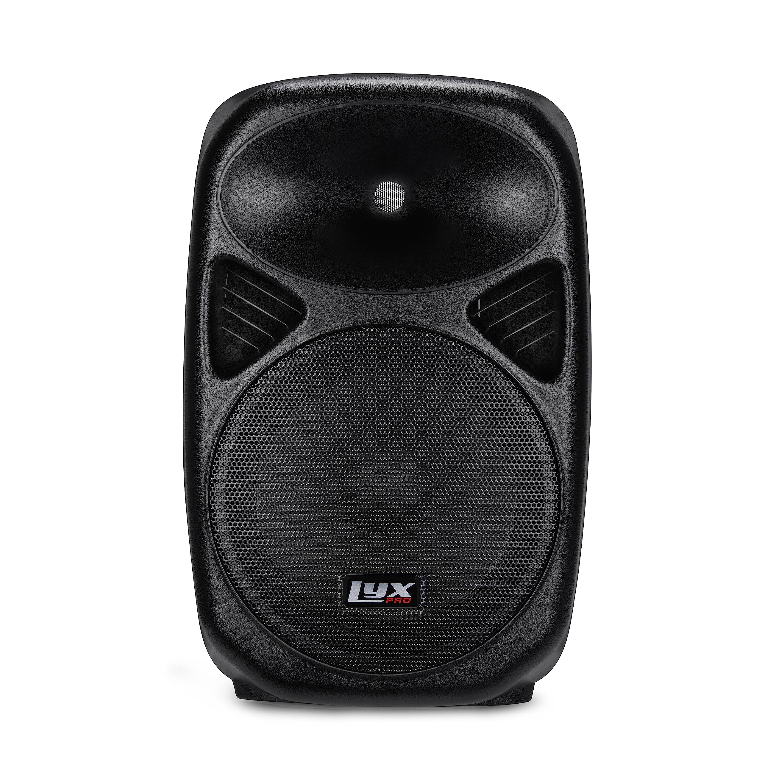 LyxPro 12 Inch Active PA Rechargeable Battery Speaker System with Bluetooth, MP3, USB, SD Card Slot - Portable Foldable Handle & Wheels for Outdoor Events, Parties, DJ Performances