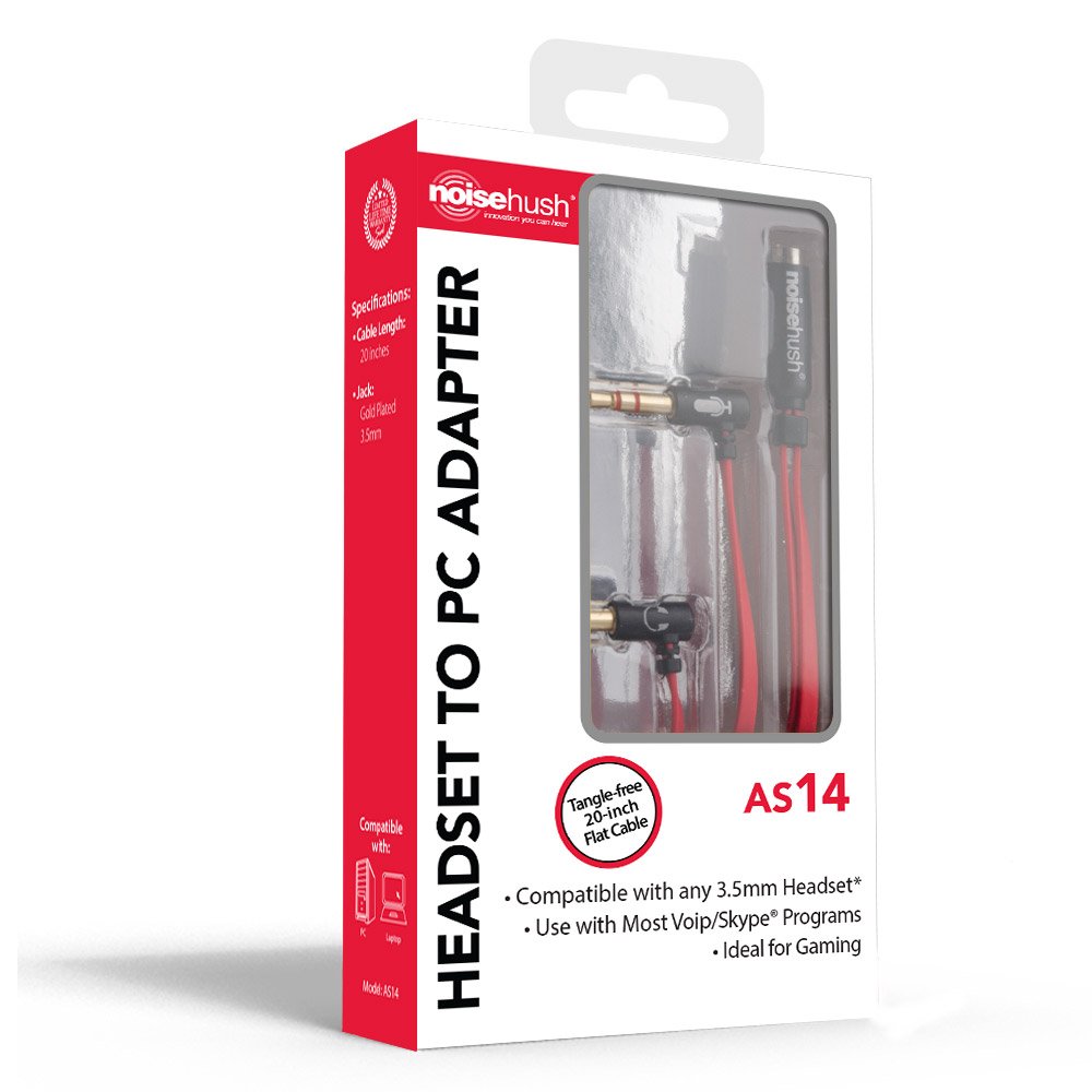 Premium AS14 Headset to PC Adapter - 3.5mm Flat Red Audio Cable with Gold-Plated Connectors for Apple iPad/iPhone - Perfect for Gaming, Streaming & Office Calls