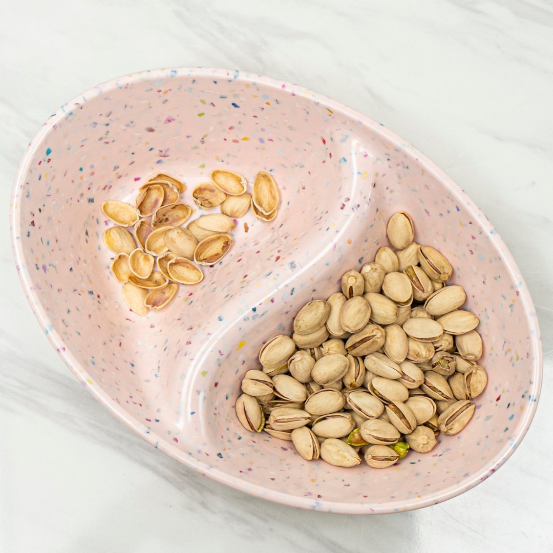 2-Piece Pink Confetti Divided Serving Dish Set - Perfect for Parties, Weddings, and Dessert Displays