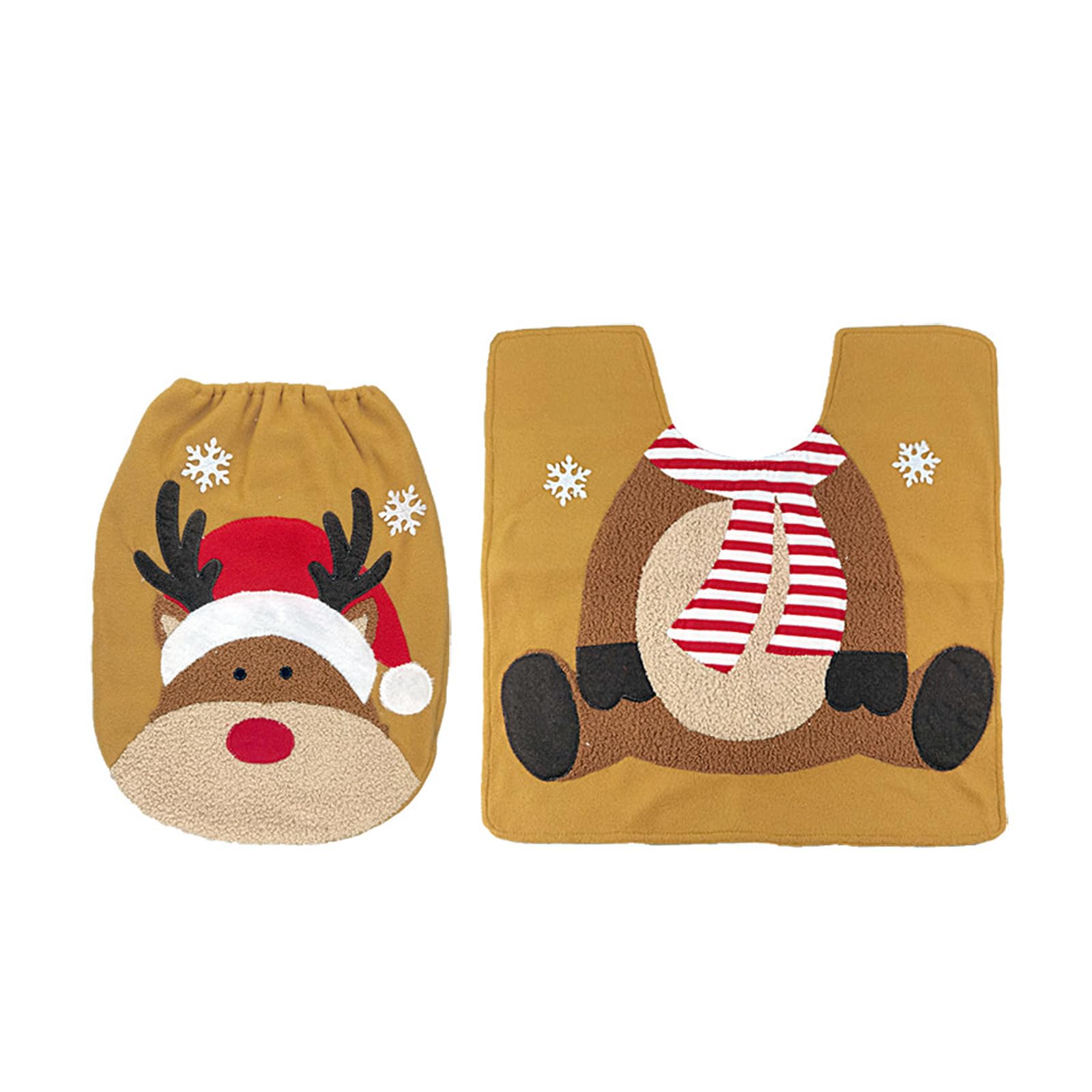 Christmas Snowman Santa Deer Toilet Seat Cover and Bath Mat Set - Festive Holiday Bathroom Decor for Xmas Party & Home Decorations - Perfect for Christmas Decor, Holiday Gifts & Winter Home Styling