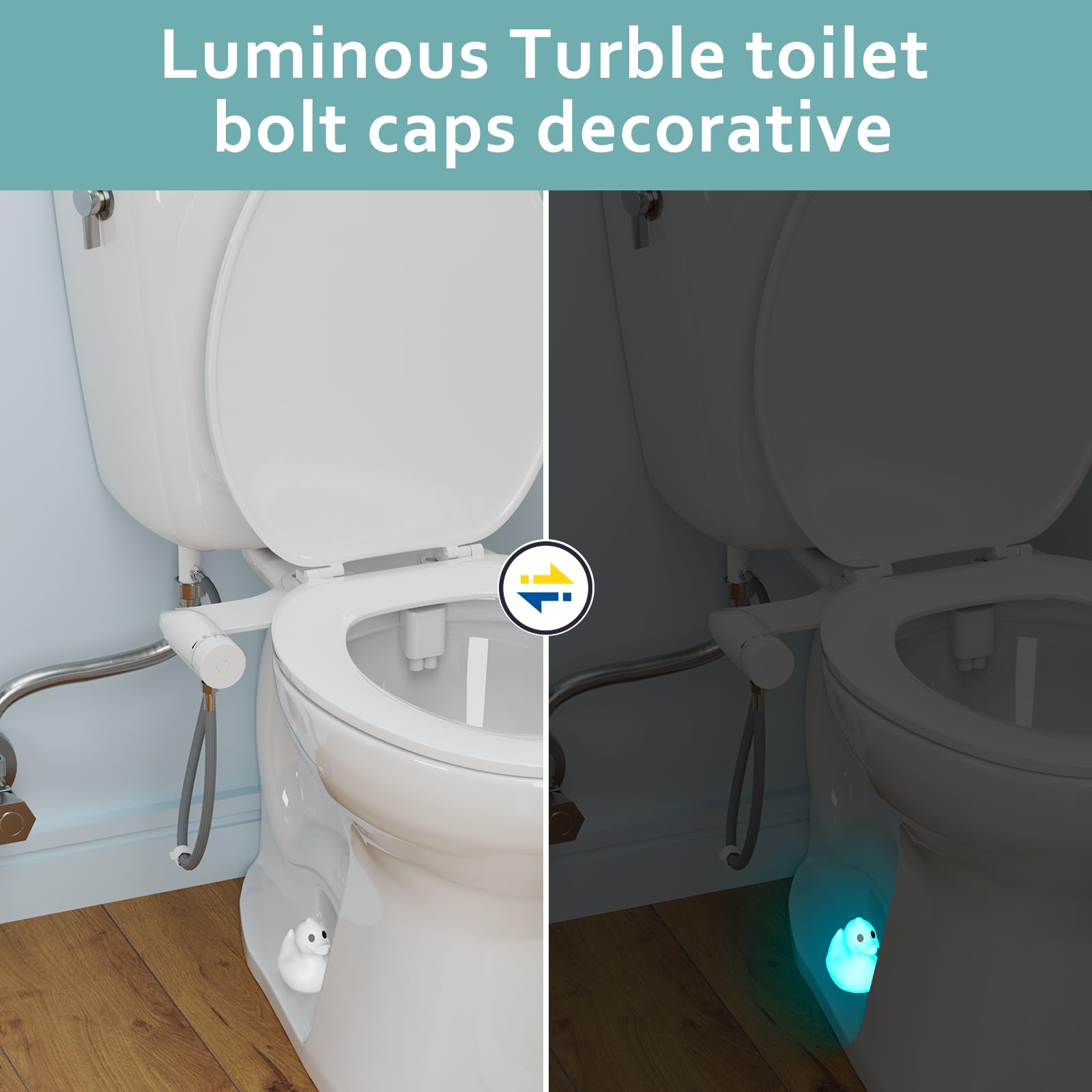 Glow in The Dark Toilet Bolt Covers - 2PCs Luminous Blue PLA Duck Floor Bolt Caps, Rust Proof Bathroom Decor Accessories | Perfect for Nighttime Bathroom Safety & Cute Home Decor