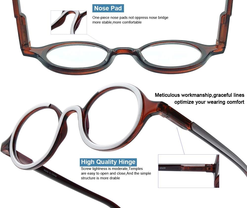 Retro Round Blue Light Blocking Reading Glasses for Women & Men - 2 Pack Computer Glasses with Spring Hinge (3.0 Magnification) - Perfect for Office Work, Screen Time & Book Reading
