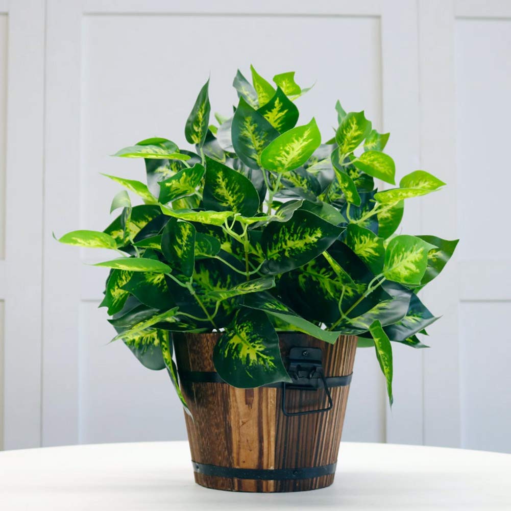 URMAGIC Wooden Whiskey Barrel Planter with 2 Metal Handles - Rustic Garden Flower Pot with Drainage Hole for Succulents, Herbs & Flowers (3 Sizes, 2 Styles) - Perfect for Indoor Decor, Outdoor Patio & Garden Planting