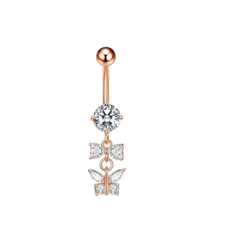 Sparkly Butterfly Opal Dangle Belly Button Rings | Q0202 | Stylish Body Jewelry for Women, Perfect for Parties, Beach & Everyday Wear