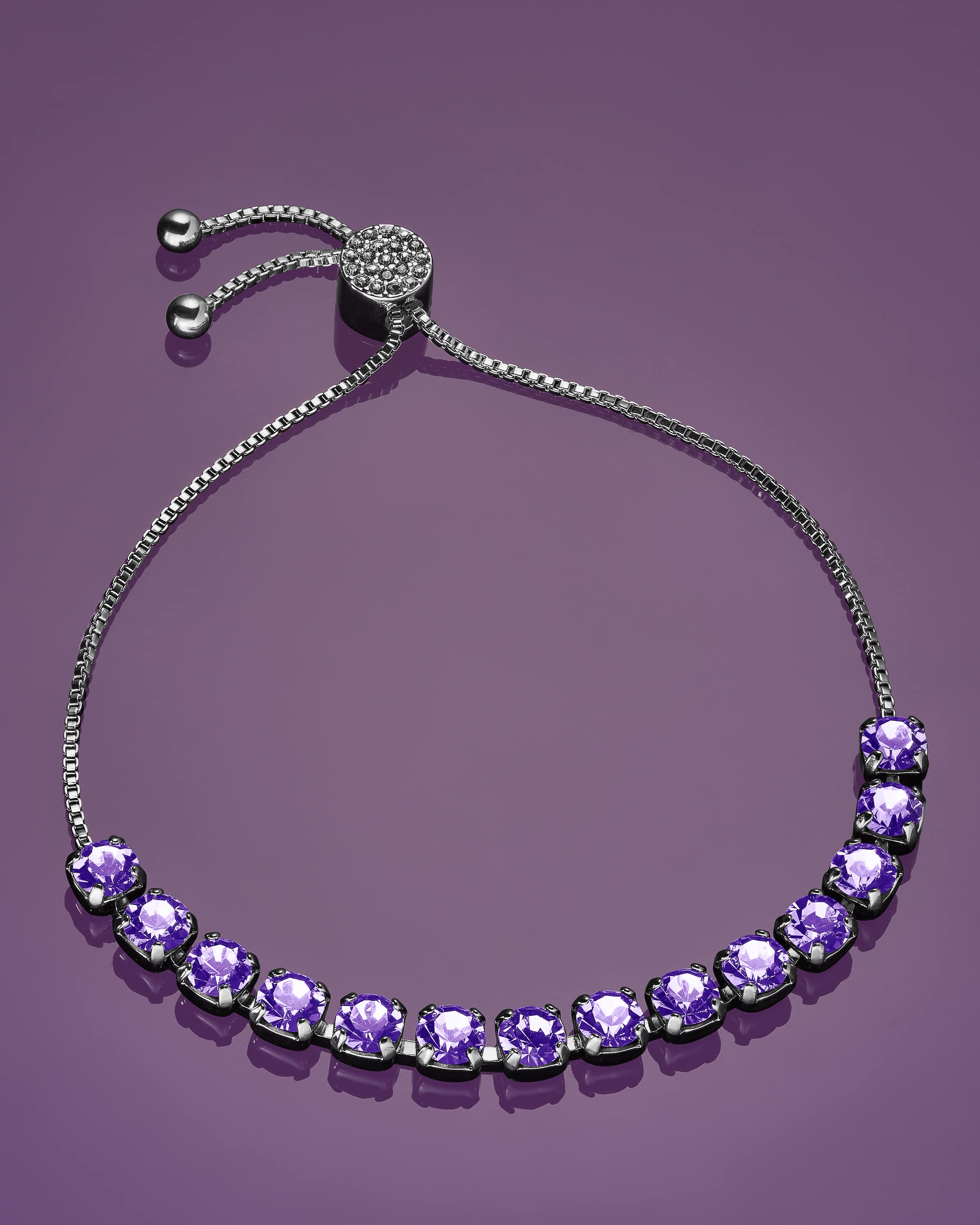 INSPIRED VOICES Adjustable Slider Lariat Tennis Bracelet for Women - Sparkling Rhinestone Fashion Jewelry in Blue, Pink, Purple & More Colors | Perfect for Parties, Weddings & Everyday Wear