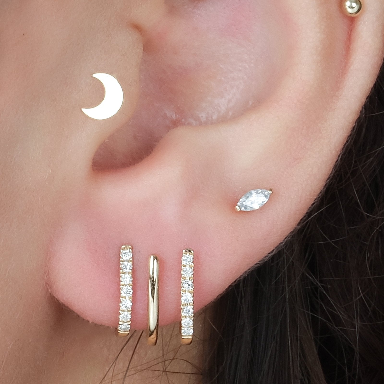 14k Yellow Gold Marquise Gemstone Flat Back Stud Earrings - Elegant Dainty Jewelry for Women, Perfect for Everyday Wear, Parties & Special Occasions