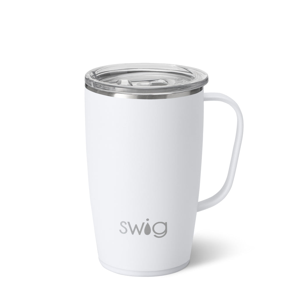 18oz White Insulated Travel Mug - Leak Proof Coffee Thermos for Commuting, Hiking & Outdoor Activities