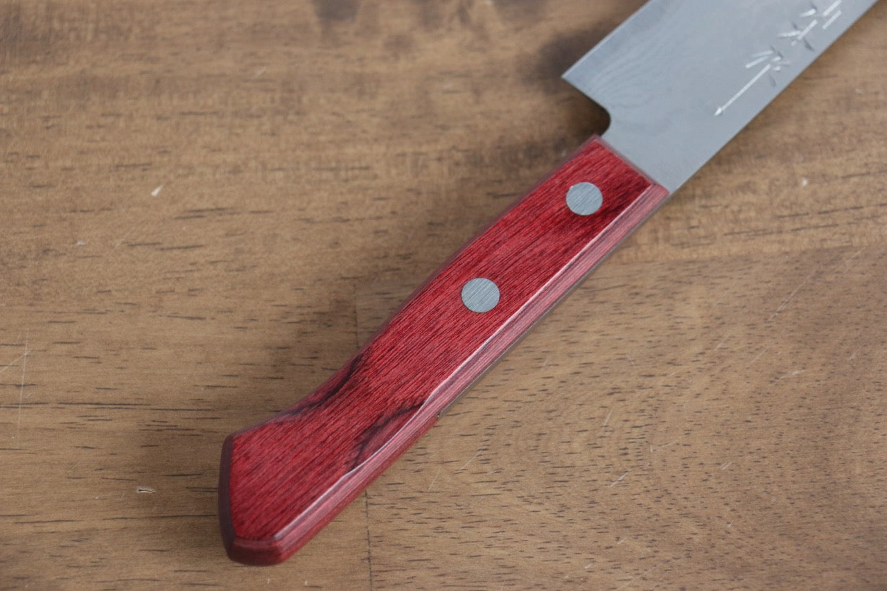 VG10 Damascus Petty Utility Knife 150mm - Japanese Kitchen Knife with Red Pakka Wood Handle - Perfect for Slicing, Peeling & Precision Cutting Fruits, Vegetables & Meat