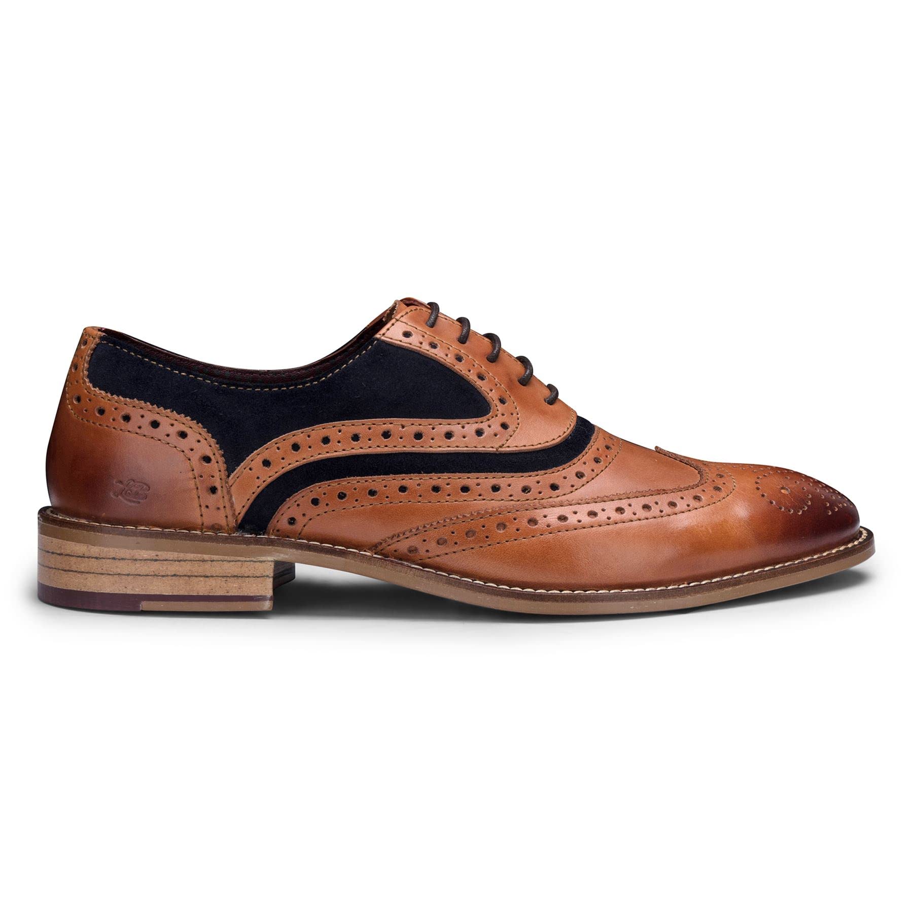 Vintage 1920s Men's Brogue Shoes - Genuine Leather & Suede Tweed Laces - Classic Formal Oxford Dress Shoes for Weddings, Business & Retro Fashion