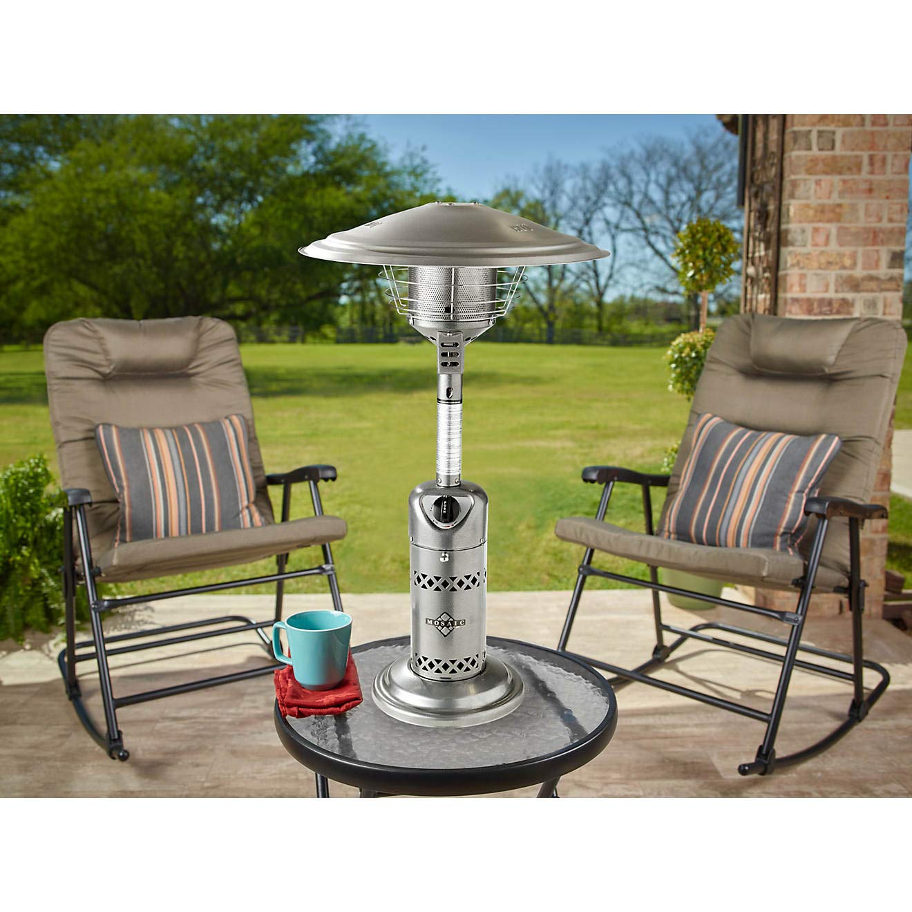 Efficient 10,000 BTU Mosaic Tabletop Patio Heater with Advanced Burner System - Perfect for Outdoor Dining, Backyard Gatherings & Winter Patio Comfort