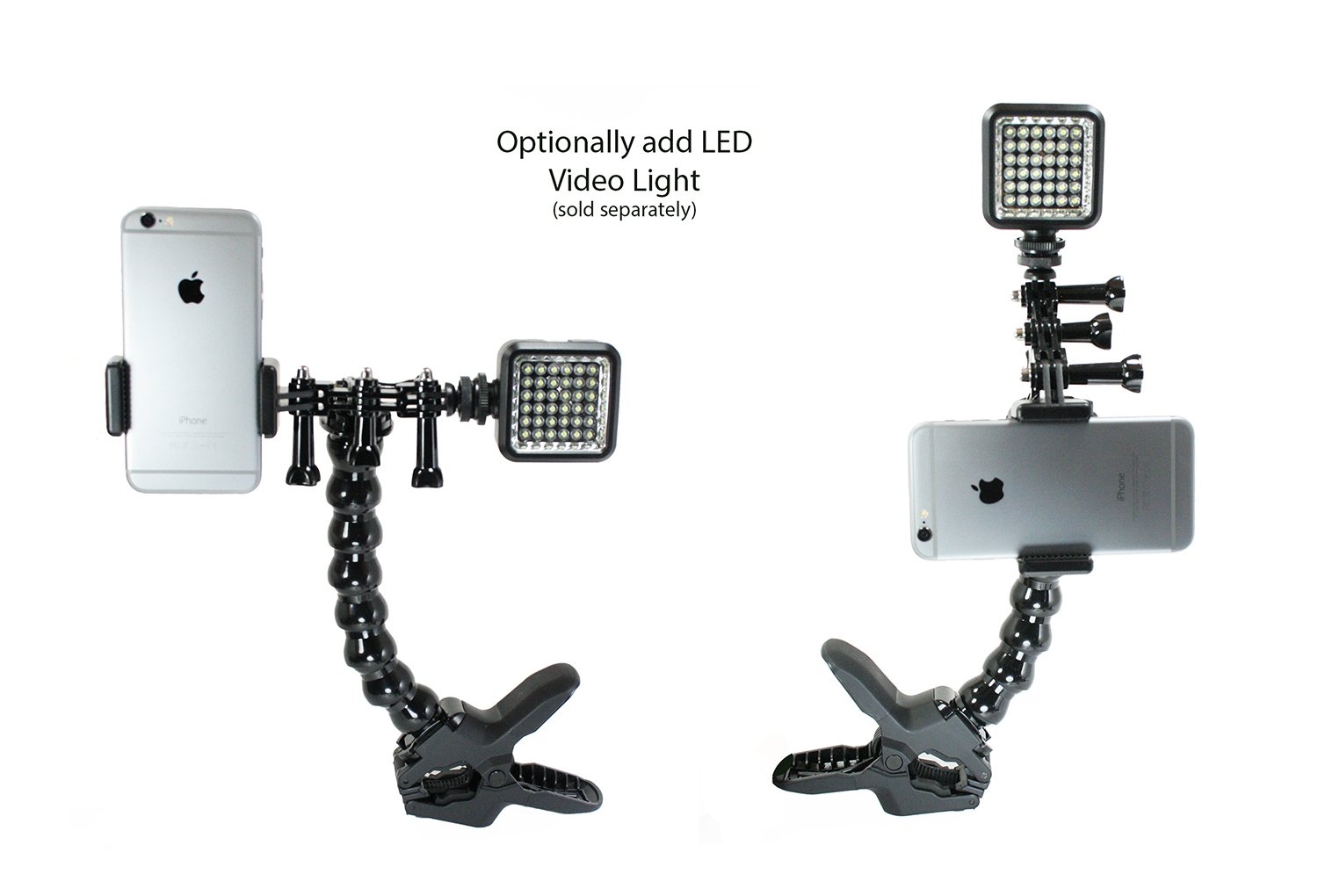 Livestream Gear® - Dual Device Jaws Clamp for Streaming & Video Recording - Compatible with 2 Phones, Sports Cameras & Canon DSLRs - Adjustable Angles - Perfect for Live Streaming, Vlogging & Multi-Angle Video Shoots