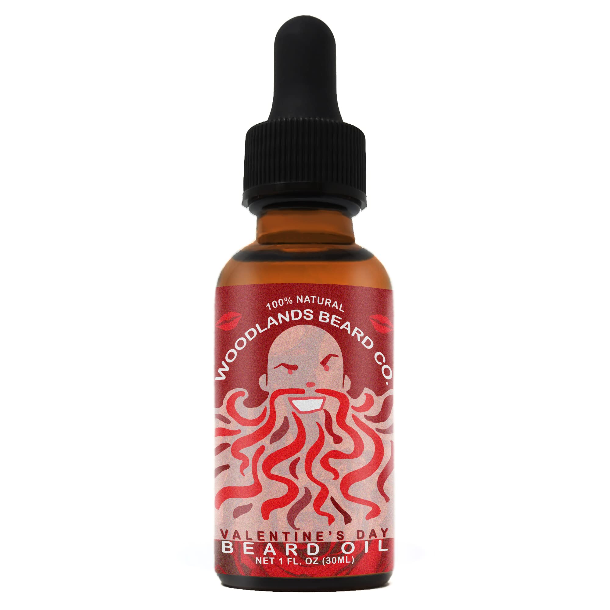 Valentine's Day Beard Oil for Men - Rose, Ylang Ylang & Sandalwood Scented Grooming Oil | Moisturizes & Softens Facial Hair | Perfect Gift for Him, Boyfriend or Husband on Anniversary & Romantic Occasions