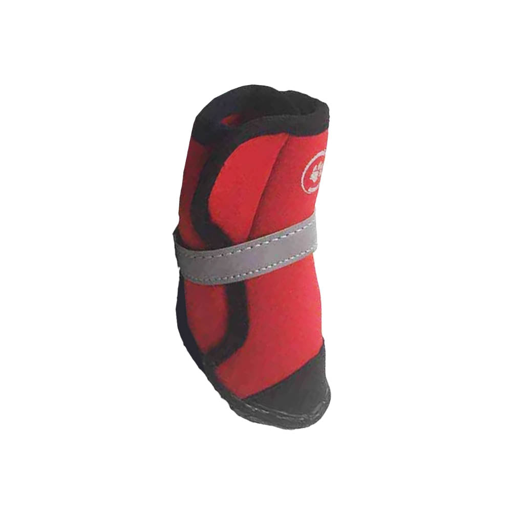 Silver Paw Easy Fit All Terrain Neoprene Dog Boots - Waterproof & Slip Resistant Paw Protectors for Hiking, Snow & Hot Pavement (Red, 4 Pack)