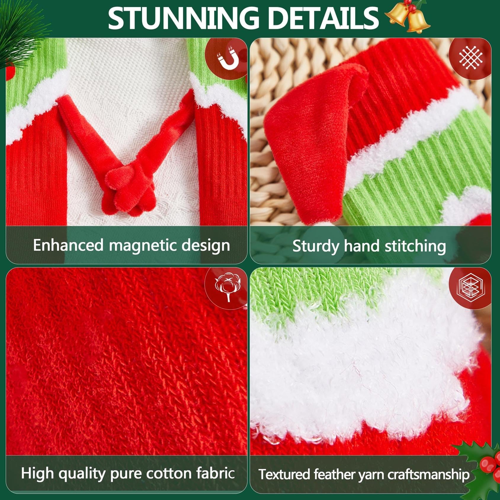 Awoscut Holiday Stockings - Cute Matching Christmas Socks for Couples, Family & Kids | Novelty Hand-in-Hand Design | Perfect Xmas Gift for Adults & Children | Great for Holiday Parties, Family Photos & Cozy Winter Nights