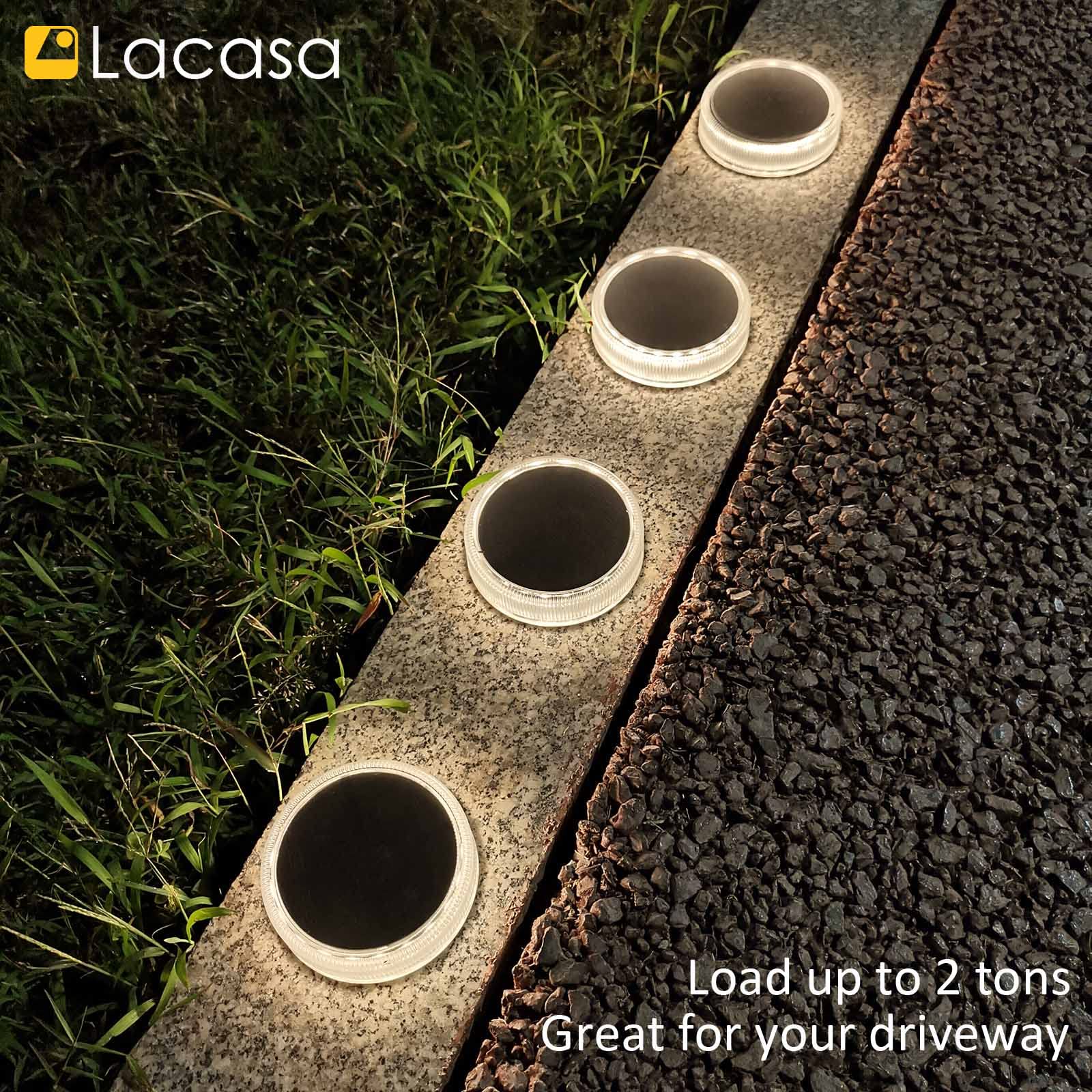 Lacasa Solar Deck Lights 4 Pack – 30LM Outdoor Solar Powered LED Step Lights, 4000K Natural White, IP68 Waterproof, Auto On/Off – Perfect for Garden, Stairs, Driveway, Pathway, Dock & Patio Lighting