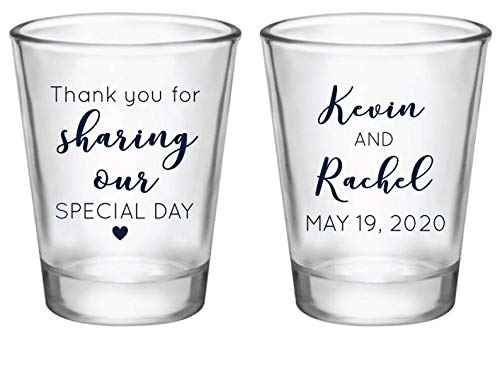 Personalized Wedding Shot Glasses - Custom Engraved Thank You Favors for Guests - Perfect for Weddings, Bridal Showers & Anniversary Celebrations