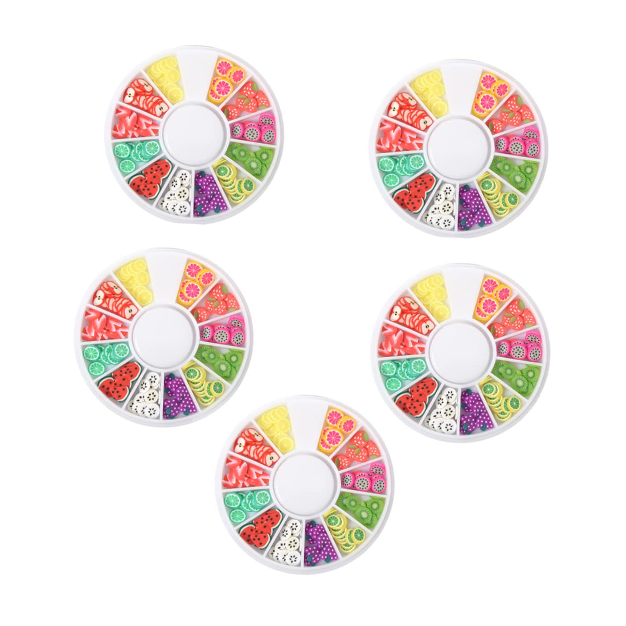 Minkissy 5pcs 3D Fruit Nail Stickers - Polymer Clay Nail Art Charms, Resin Fillers & Ceramic Manicure Decals for DIY Nail Art - Perfect for Summer Nails, Bridal Manicures & Salon Nail Designs