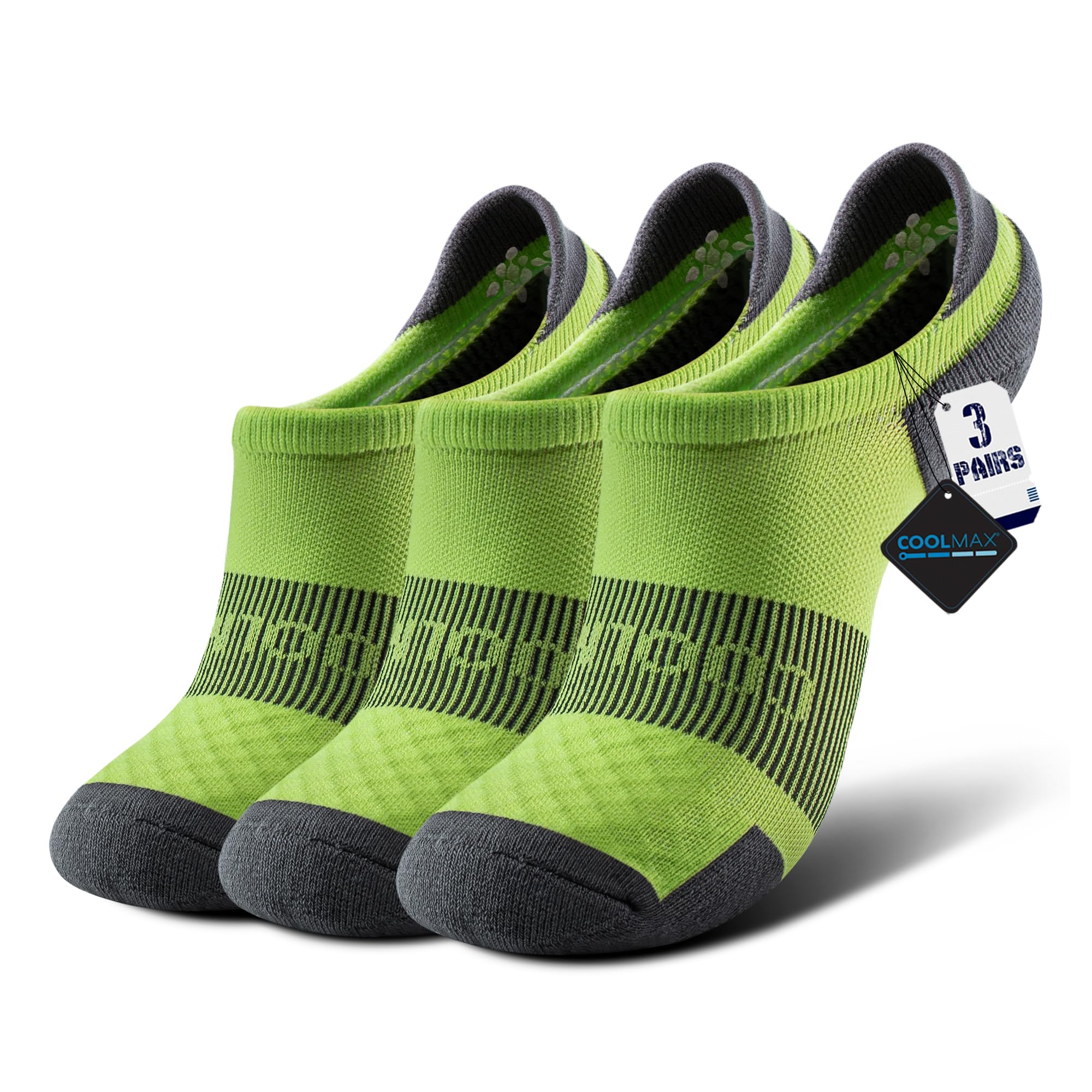 BRISIRA Coolmax Bamboo Viscose Kids No Show Socks - Breathable Compression Athletic Running Socks for Boys & Youth - Cushioned Ankle Support for Sports, School & Daily Activities