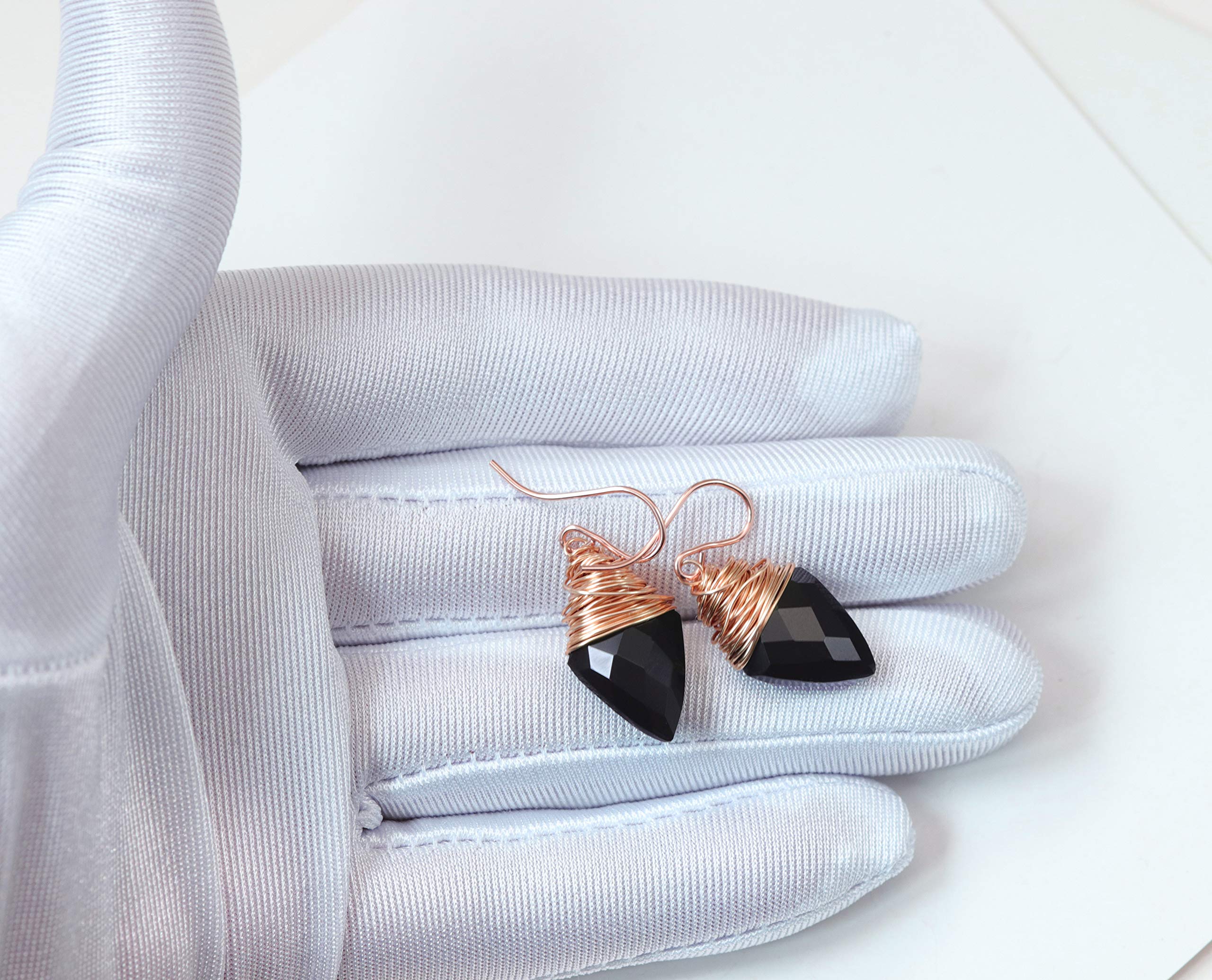 Onyx Earrings for Women - Jet Black Faceted Briolette Drop Dangle Earrings with Wire Wrapped Design | Perfect for Evening Parties, Weddings & Special Occasions