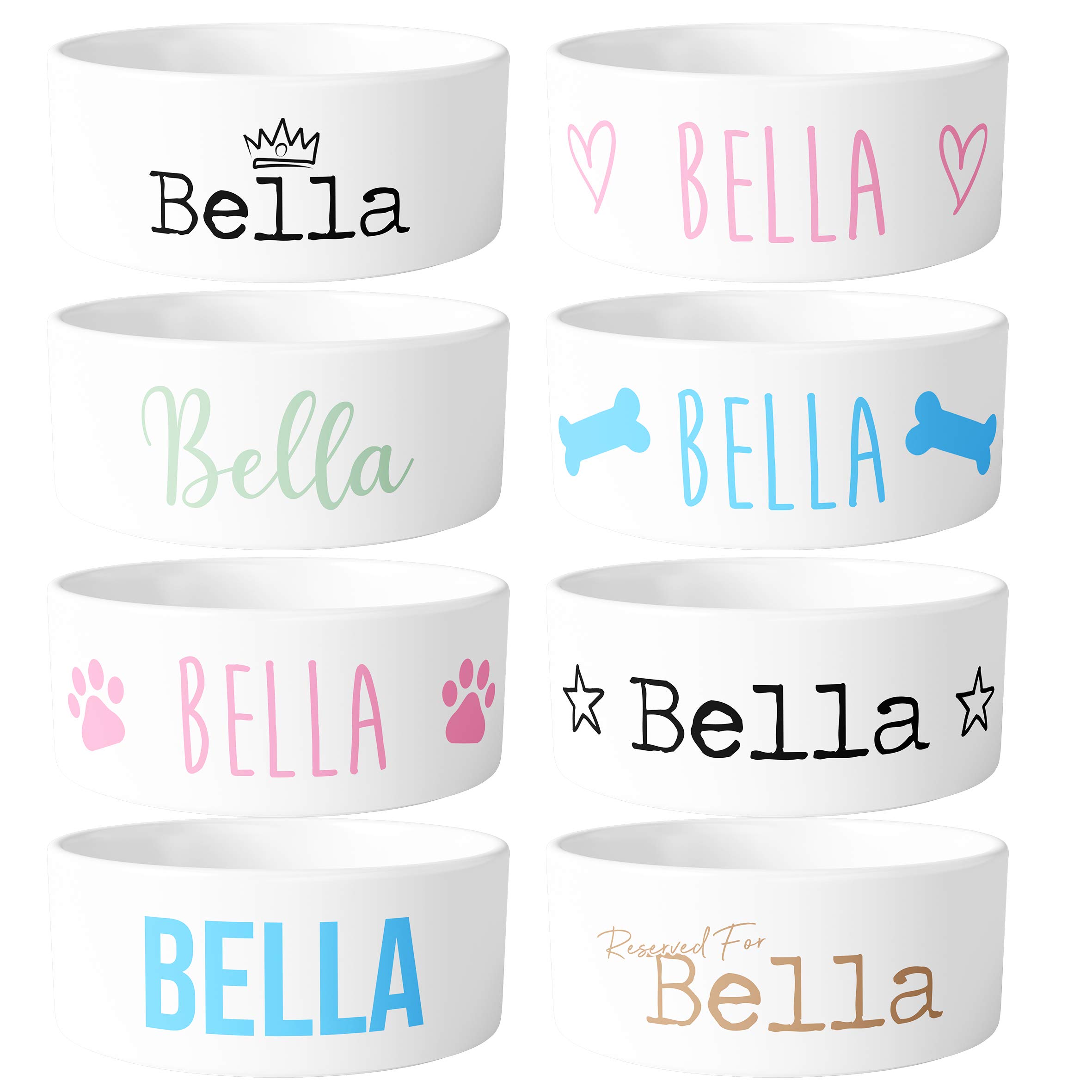 Personalized Ceramic Dog Bowl - Custom Design & Color with Your Pet's Name - Perfect for Mealtime, Travel, or Gift for Dog Lovers