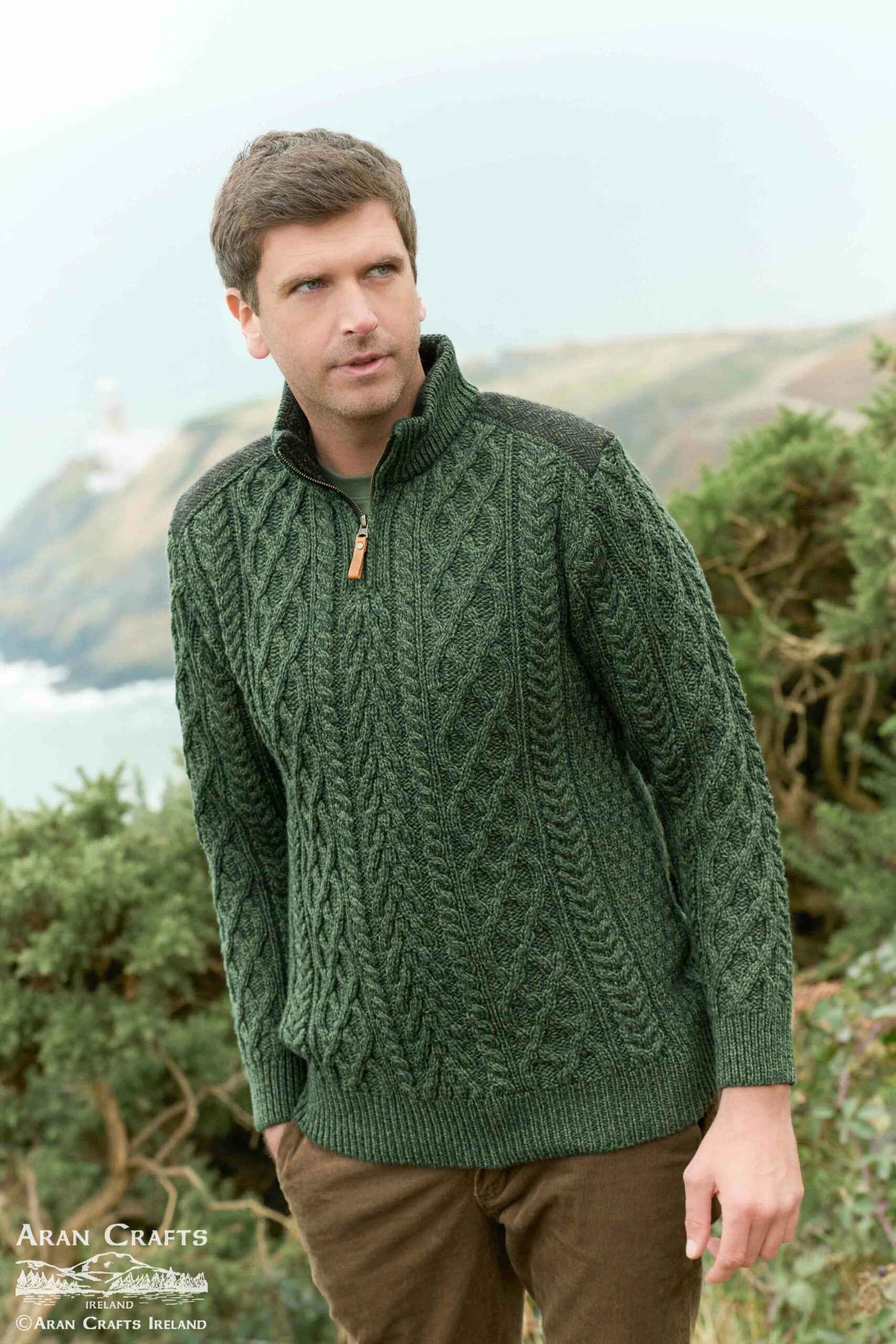 Curracloe Half Zip Sweater for Men & Women - Soft Fleece Pullover with Tweed Patch Detail - 2 Color Options (Navy/Beige) - Perfect for Fall Layering, Outdoor Adventures & Casual Office Wear