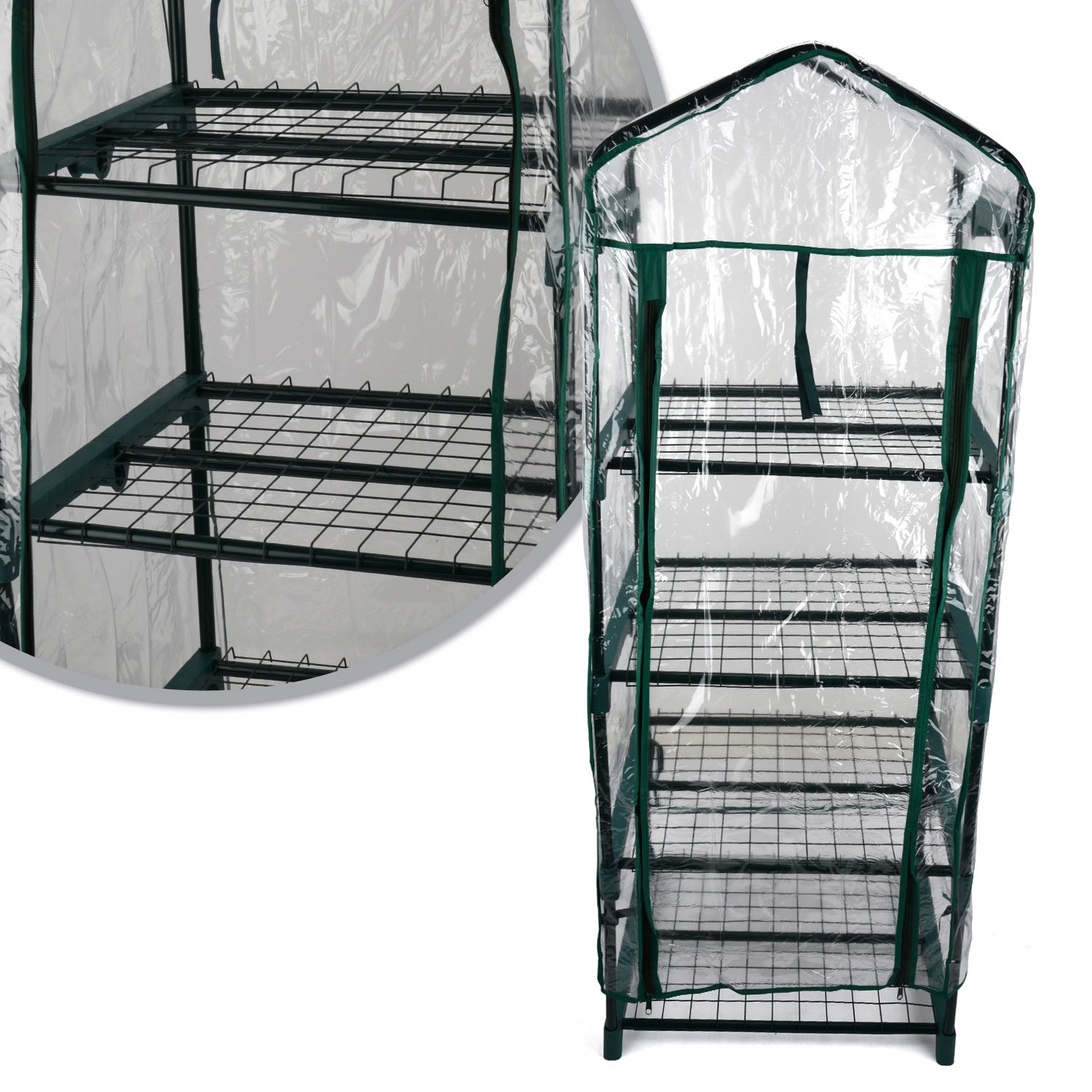Hamptons Direct 4 Tier Greenhouse - Sturdy Indoor Outdoor Plant Growing Station for Herbs, Flowers & Seedlings | Perfect for Patio, Balcony & Backyard Gardening