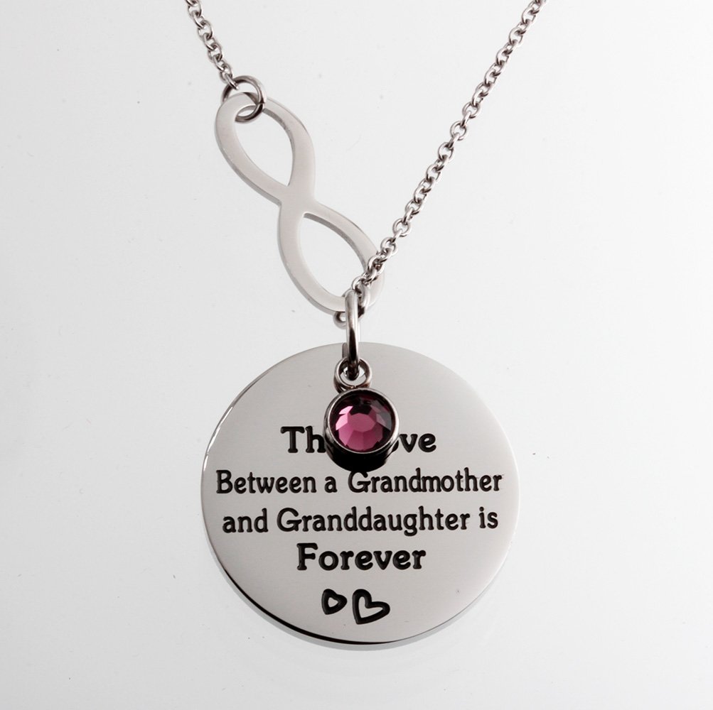 Stainless Steel Infinity Love Necklace - Grandma & Granddaughter Gift with Purple Charm for Special Occasions